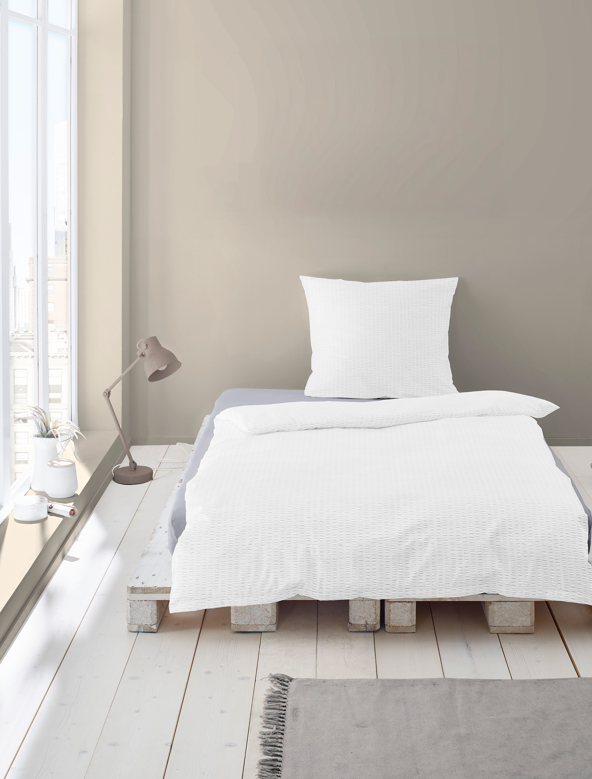 BIERBAUM Bettwäsche »4134« 2 Stk. tlg. Premium Mako-Satin Seersucker, 100 % Baumwolle, bügelfrei