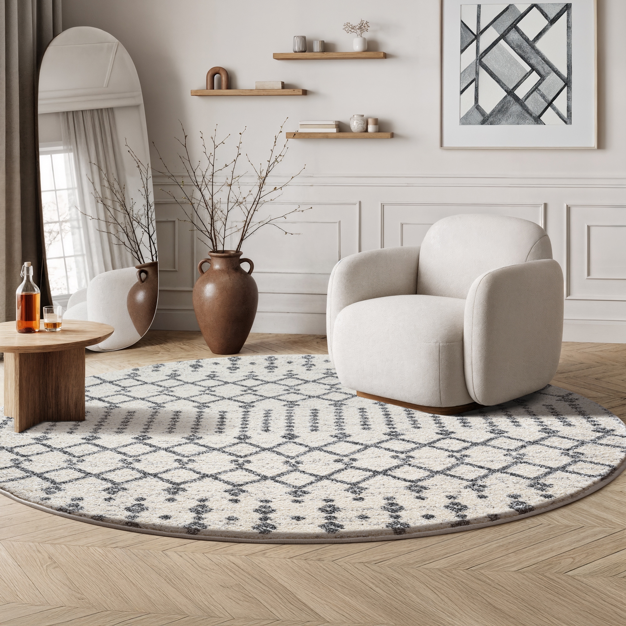 Sanat »Boho 8203  , auch als Läufer und in Rund« rund 10 mm Höhe Kurzflor, robust, Boho, Scandic, für Fussbodenheizung geeignet