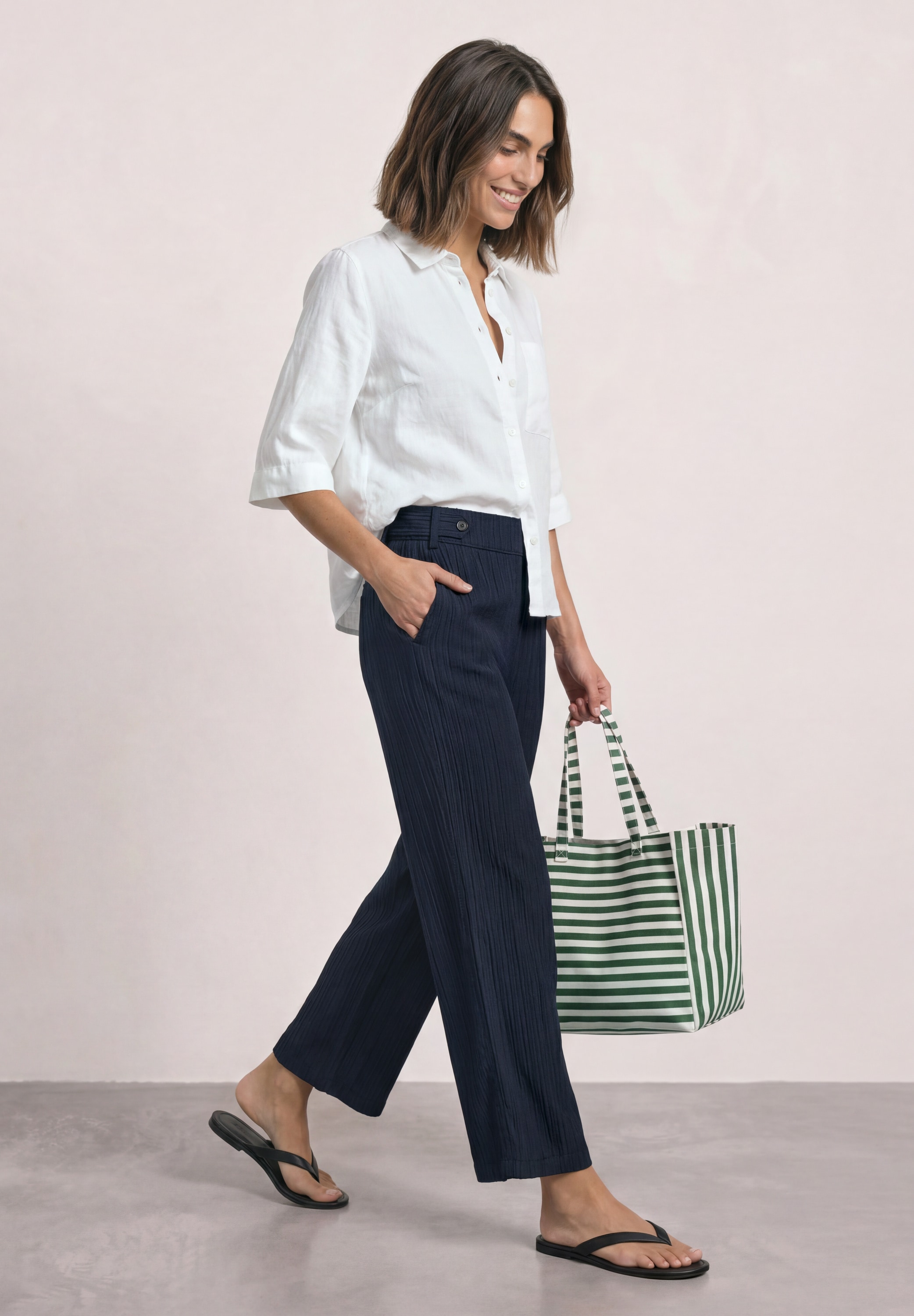 STREET ONE Stoffhose  mit Crinkle Crash Struktur