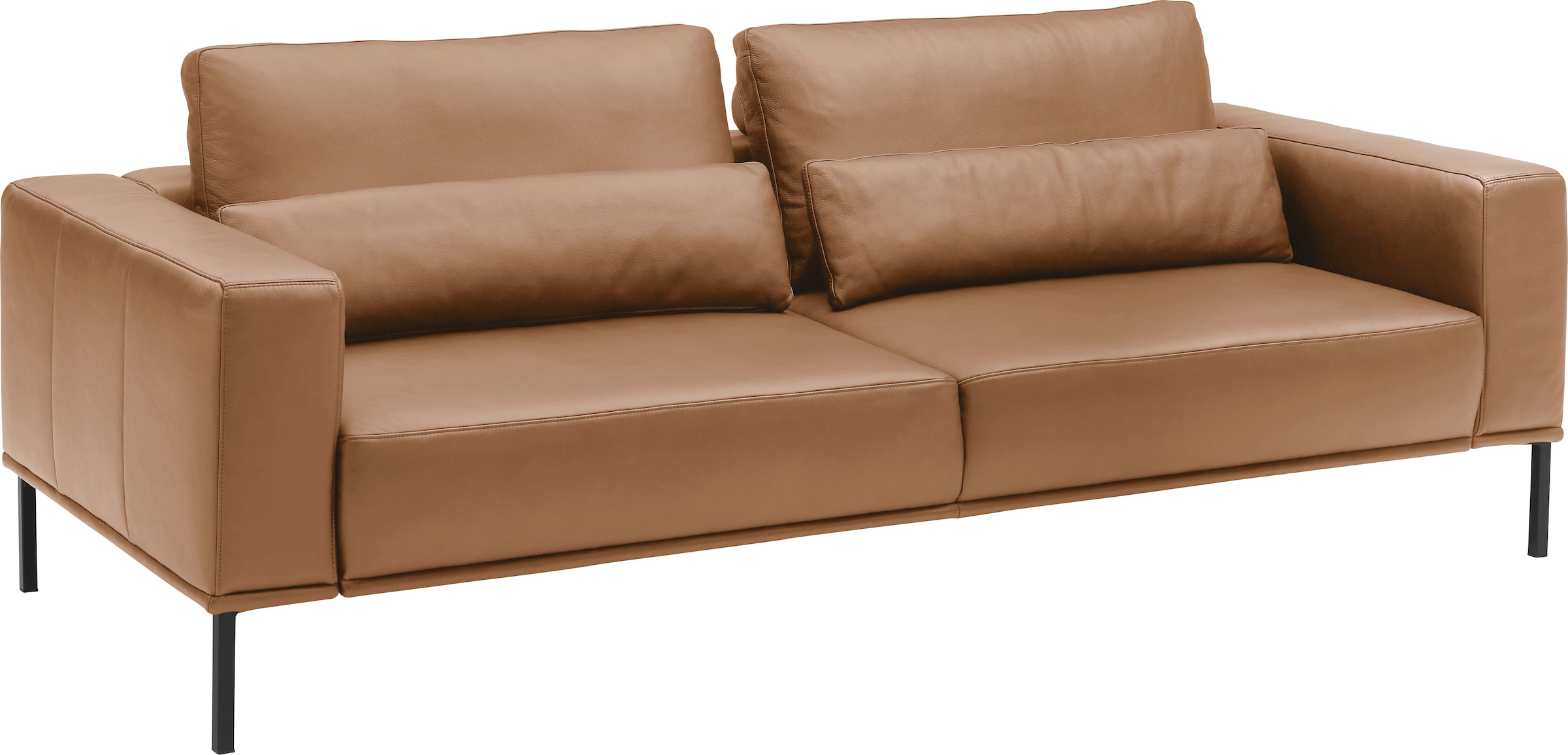 Musterring 3-places »JustB!PM100, 242 cm breit, aus hochwertigem Leder« Canapé XL, au choix avec coussin lombaire et extension de siège motorisée, pieds noirs