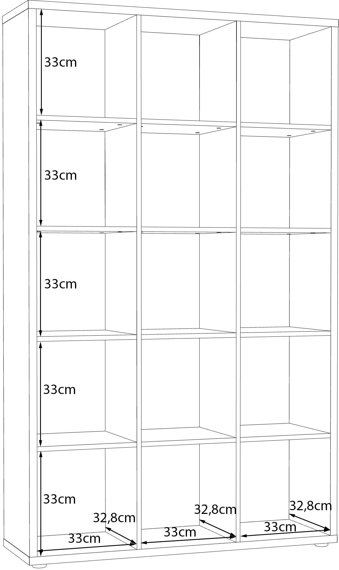 FORTE Étagère sur pied »Mauro, Raumteiler, sorgt für Stil und Ordnung« L/H/P env. 107/176/32 cm,  5 compartiments, chaque compartiment supporte jusqu’à 5 kg, taille compartiment 33x33cm