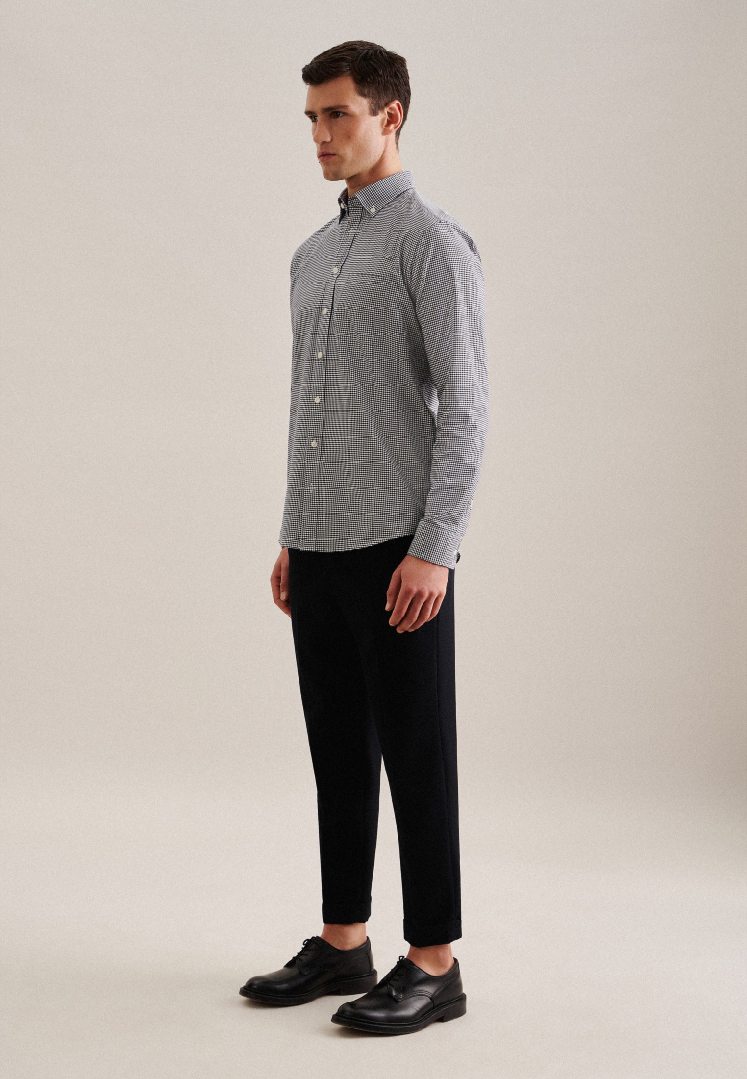 seidensticker Chemise d'affaires »Schwarze Rose« Regular 1/1 Button-Down-Kragen Karo