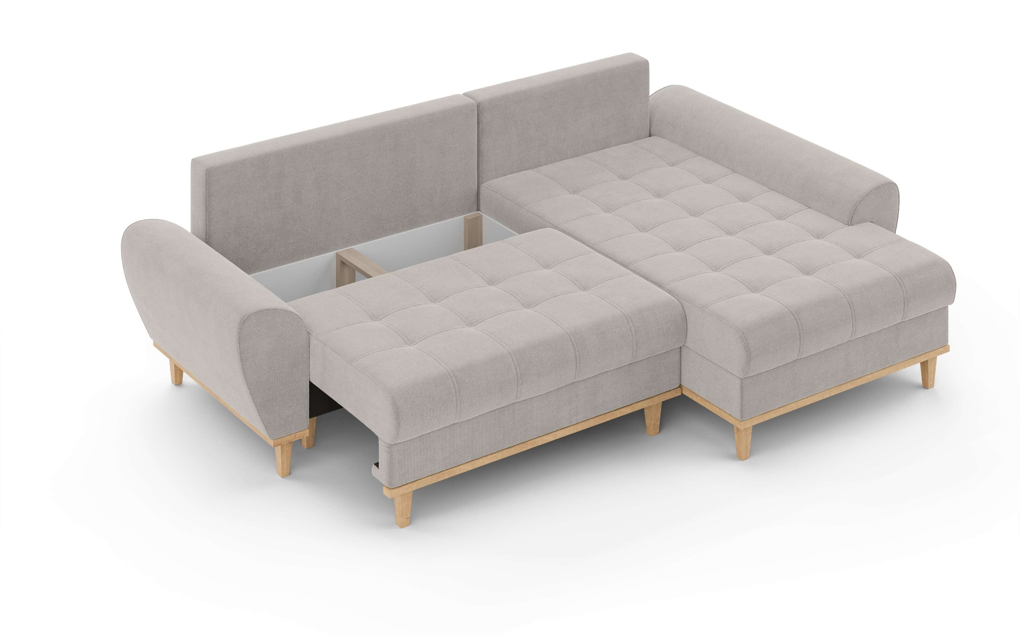 Home affaire Ecksofa »Ahrdorf mit Bettfunktion und Bettkasten, Masse: B/H/T 268/86/175 cm« L-Form mit 3 Rückenkissen  und moderne gerundete Armlehnen
