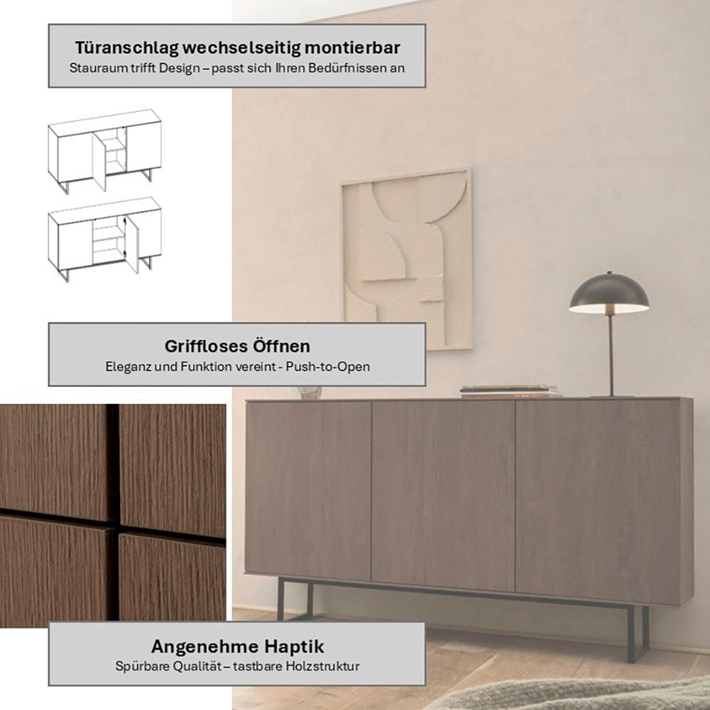 Home affaire Buffet »Lund, moderner Schrank, Kommode mit Kufengestell« surface supérieure visuellement fine, aspect haut de gamme, espace de rangement suffisant