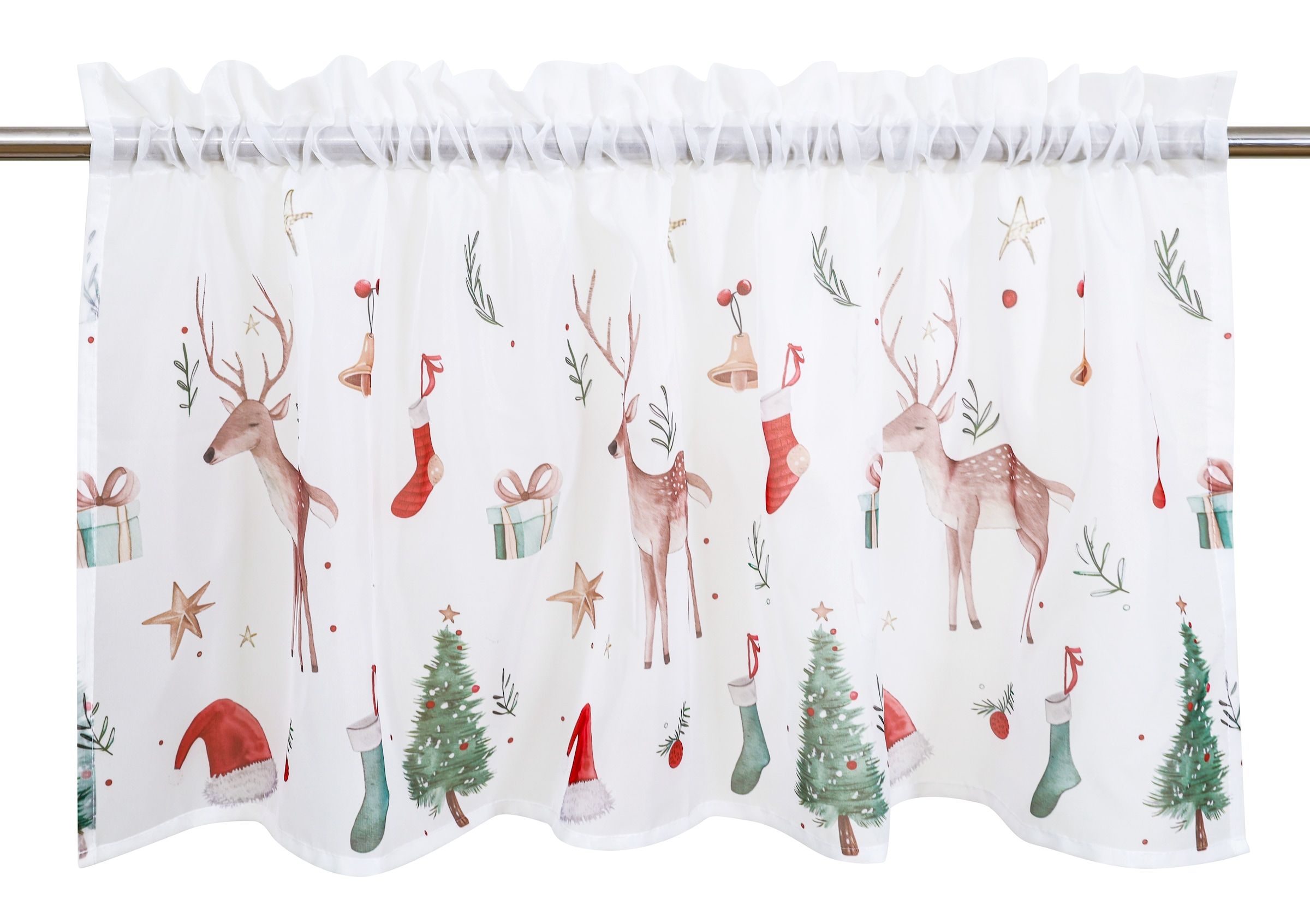 my home Rideau à vitres »Olwyn« Passage tige 1 cuis tlg. weihnachtlich, transparent, bedruckt, schöne Haptik