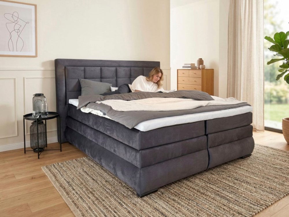 GOODproduct Lit boxspring »MIVVA inkl. Bettkasten & Topper, Komfortliegehöhe: 67cm, Breite: 180cm« in H3, H4 oder Hmix H3/H4, wahlweise mit oder ohne LED-Leuchten