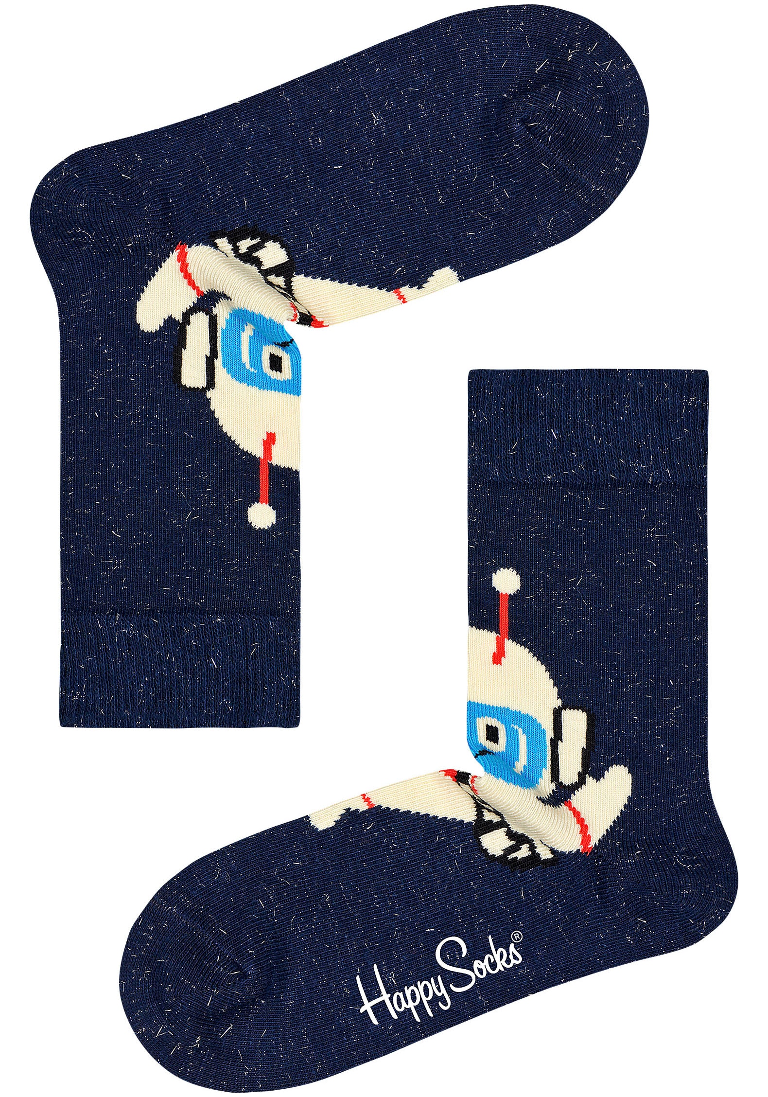 Happy Socks Chaussettes longues 3er Pack,  mit verspielten Roboter-Motiven