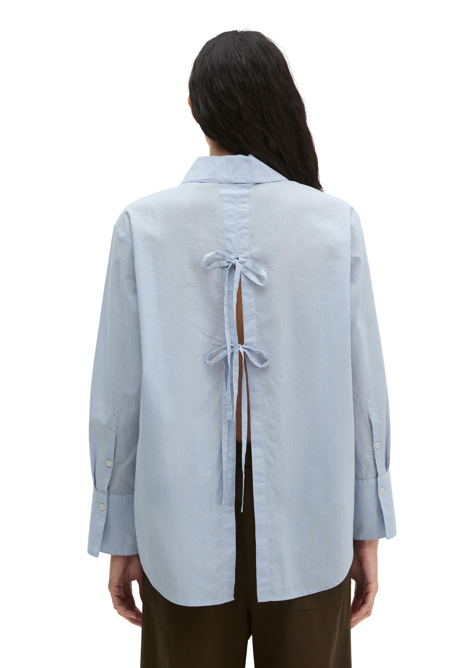 Marc O'Polo Blouse à manches longues avec détail nœud régulier en chambray de coton