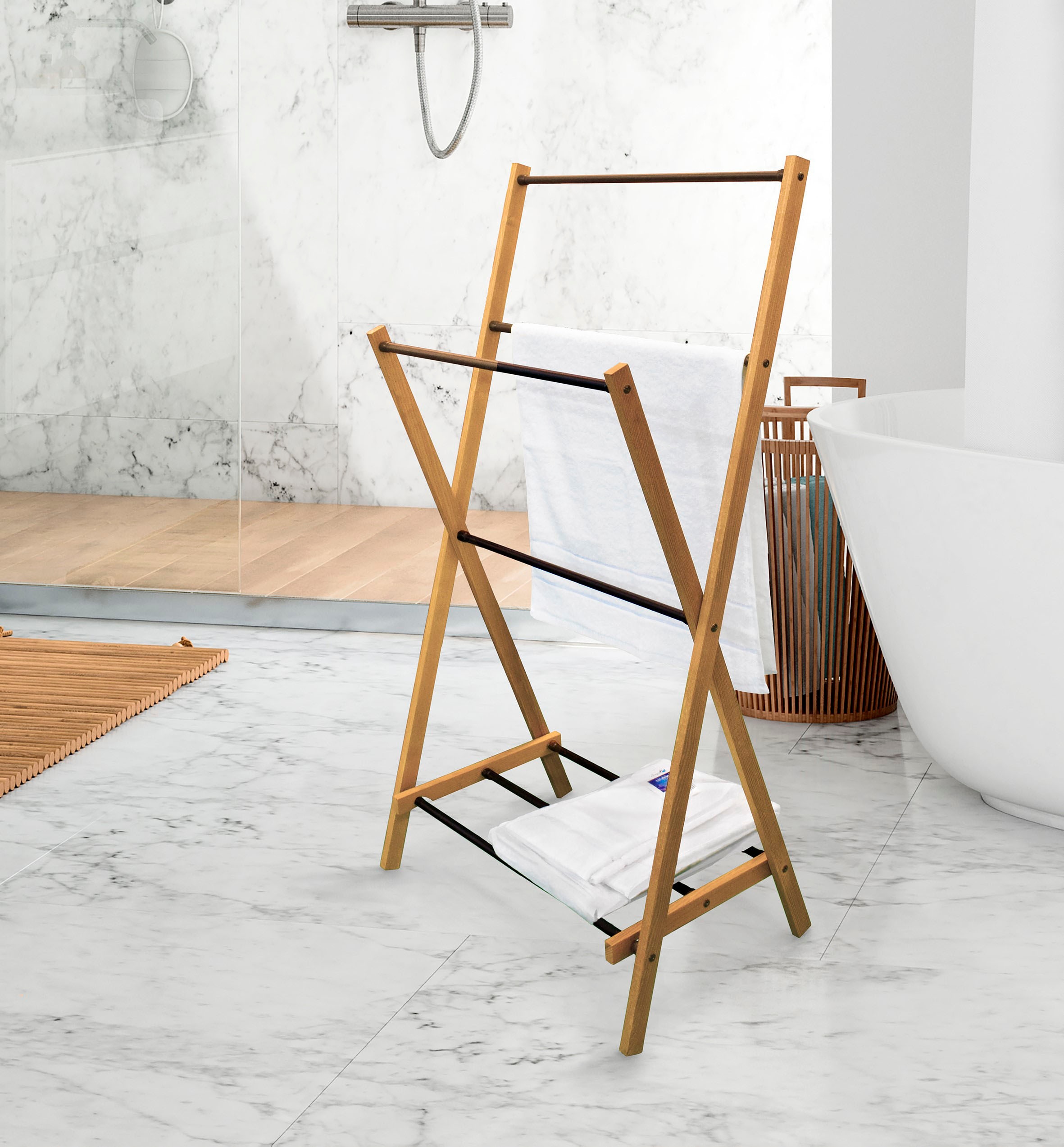 Bischof Wäscheständer »/Handtuchhalter« Metall/Eschenholz, 5 kg. Belastbarkeit