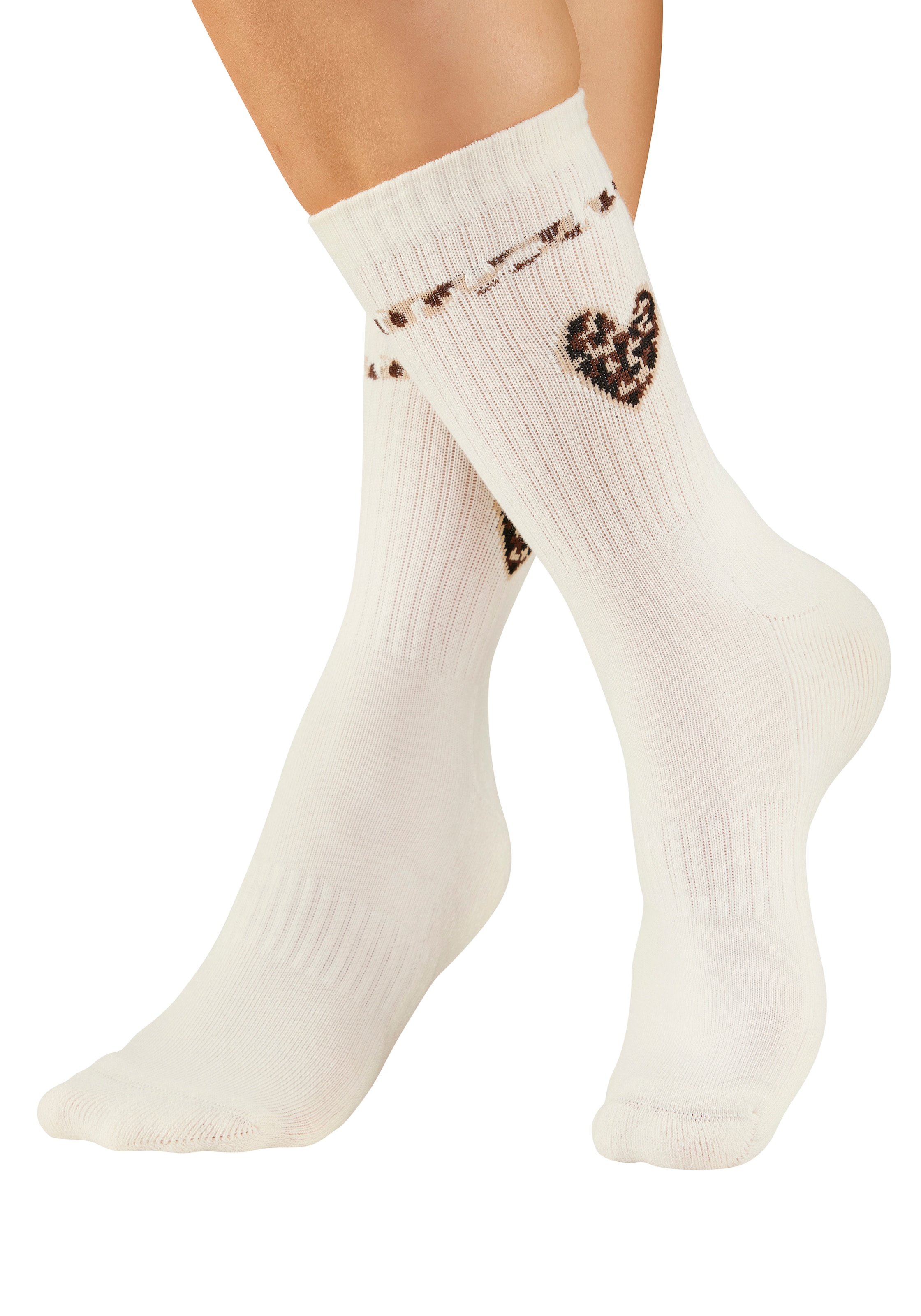 Buffalo Chaussettes de tennis »Damen Fussfrottee Sportsocken; modisch« Paquet, 5 Couple tlg. dans différents motifs animaliers