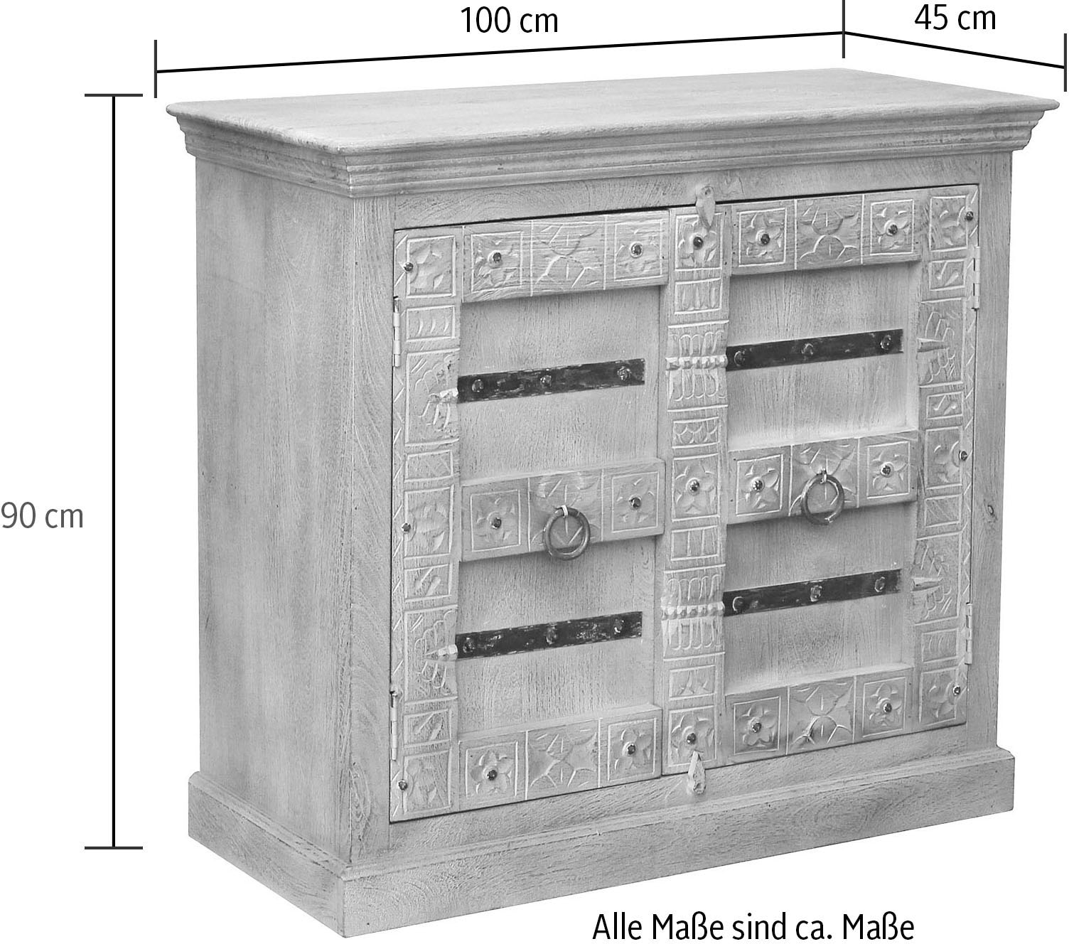 SIT Kommode »Daipur« Sideboard mit 2 Türen, Breite 100 cm,