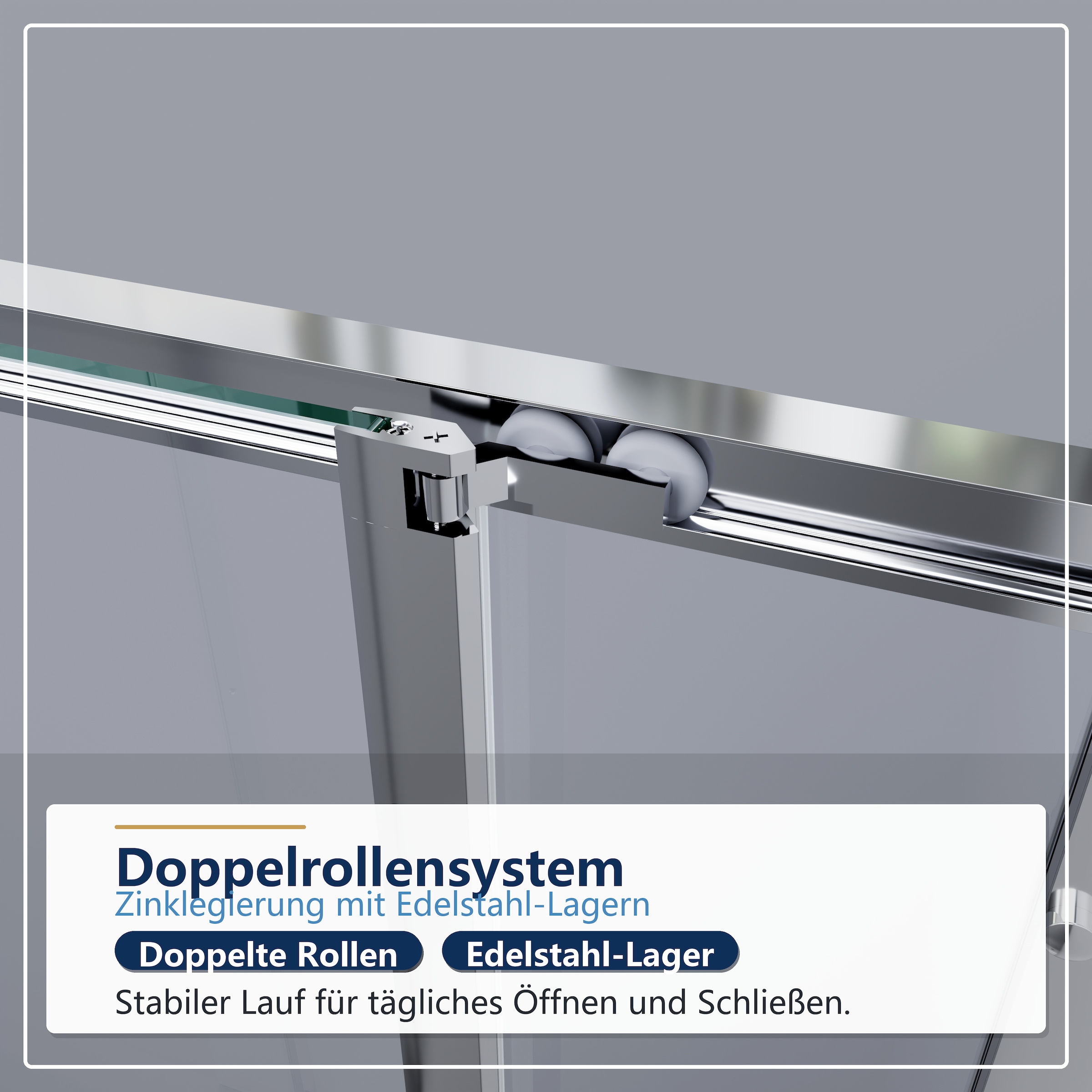 GOODproduct Douche d'angle »Vinci« porte battante pour largeur d'entrée maximale, système à double roulettes