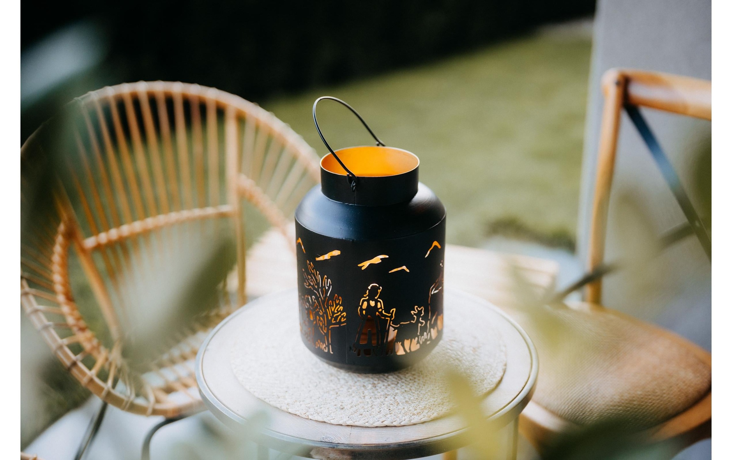 Kadastar Lanterne à bougie »Alpaufzug Familie 27 cm« Laterne Scherenschnitt