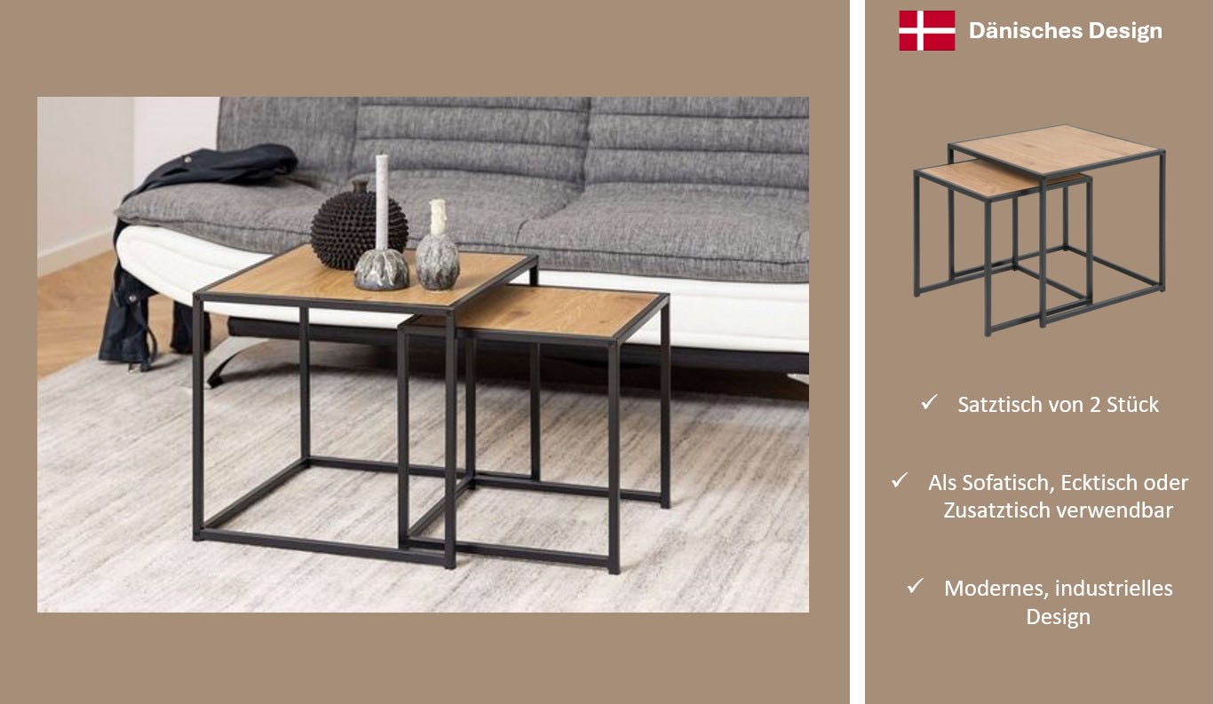 ACTONA GROUP Table basse »Seaford« Table d’appoint, table basse, OTTOs Choice,  ensemble de tables basses, aspect chêne sauvage, structure en acier, set de 2 pièces