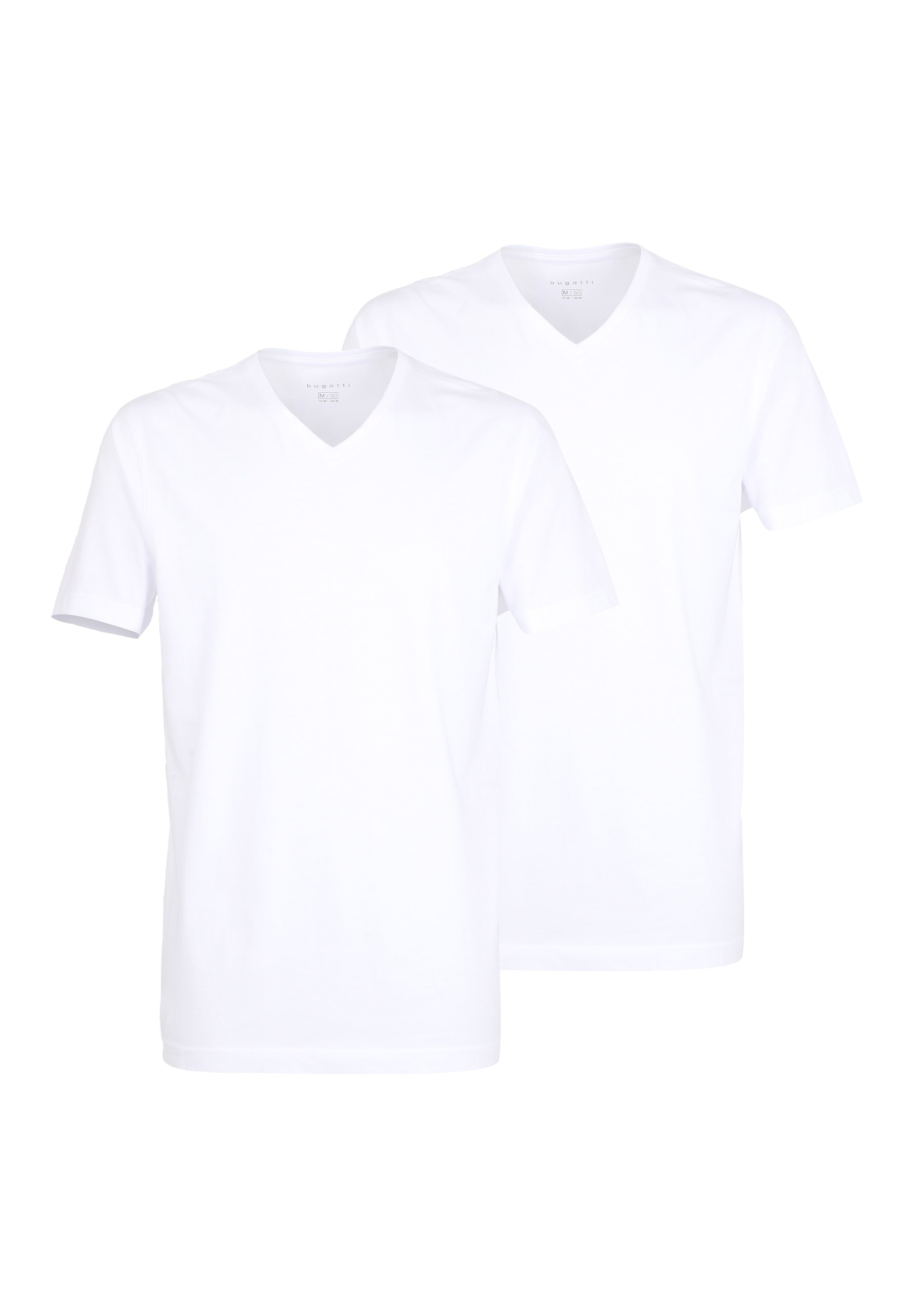 bugatti T-Shirt »Bari« 2erPack,  V-Ausschnitt, Kurzarm, basic, Baumwolle, weich, atmungsaktiv