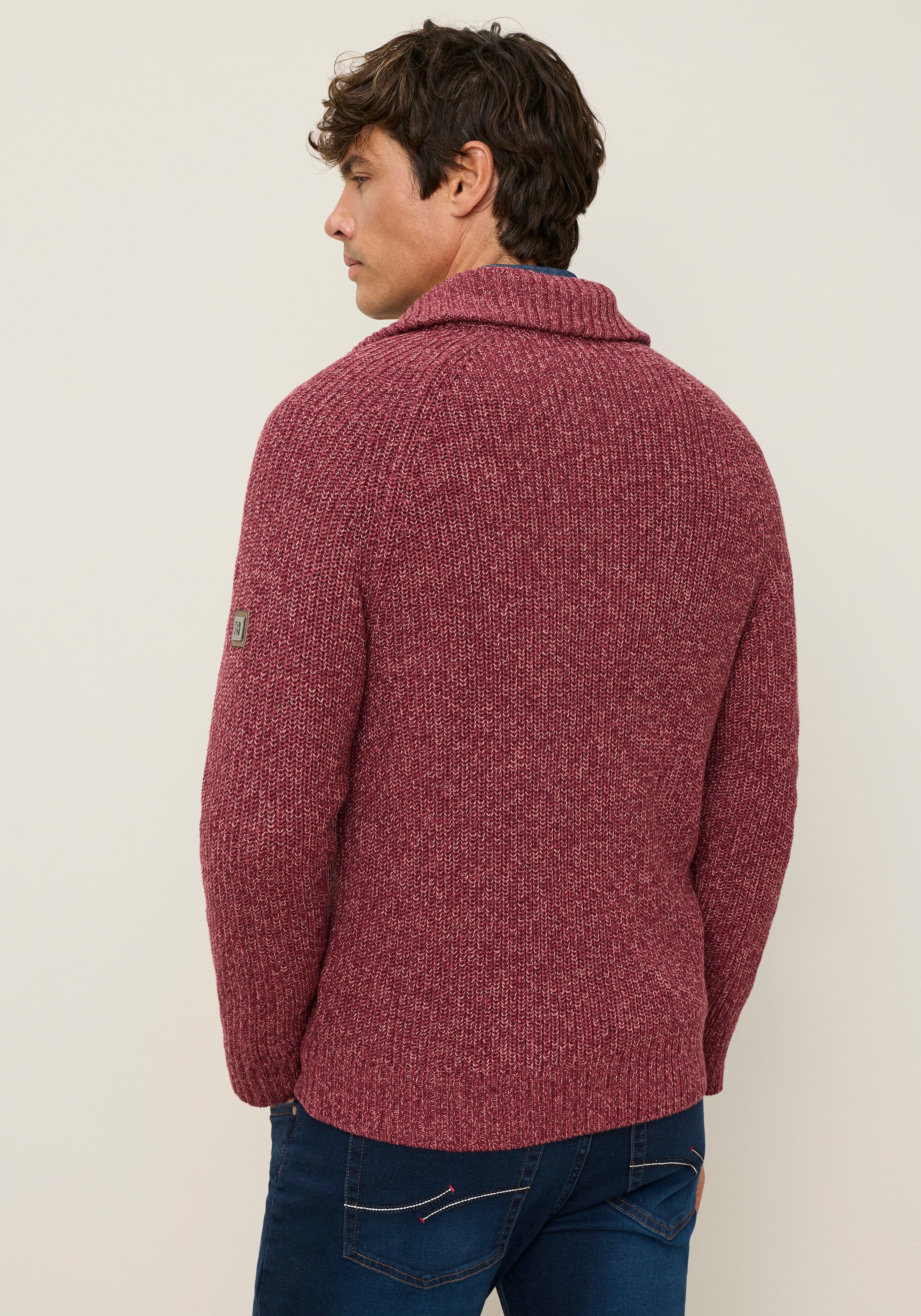 Man's World Strickjacke »Mit Stehkragen & Reissverschluss melierte Optik« regular fit, mit Raglanärmeln