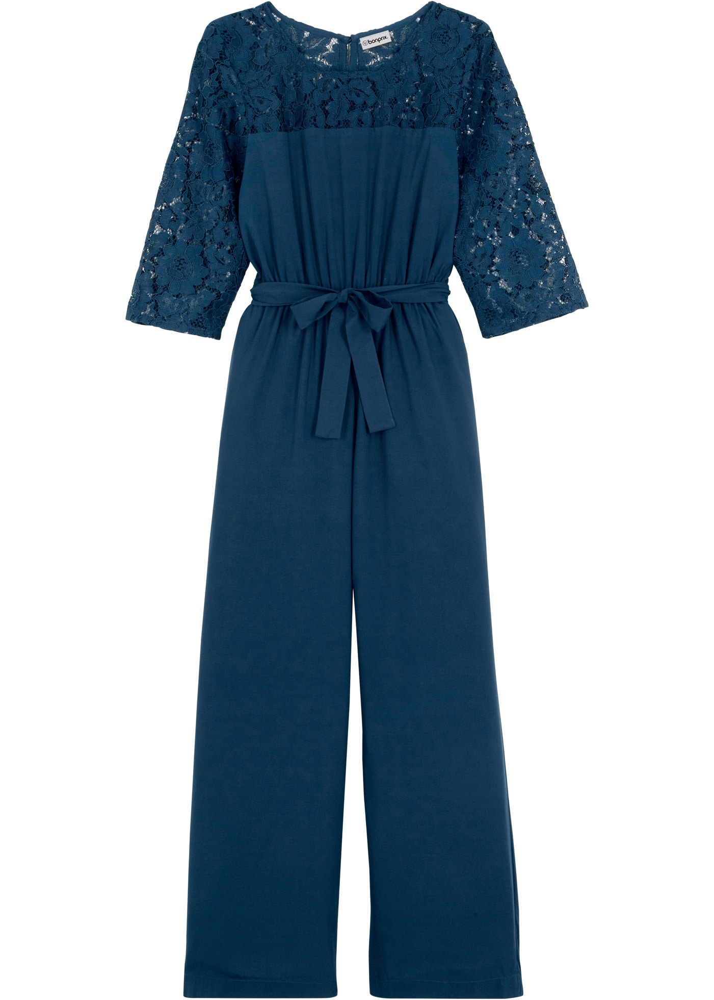 bonprix Jumpsuit 1 für festliche Anlässe, mit Bindegürtel in der Taille, weite Hose