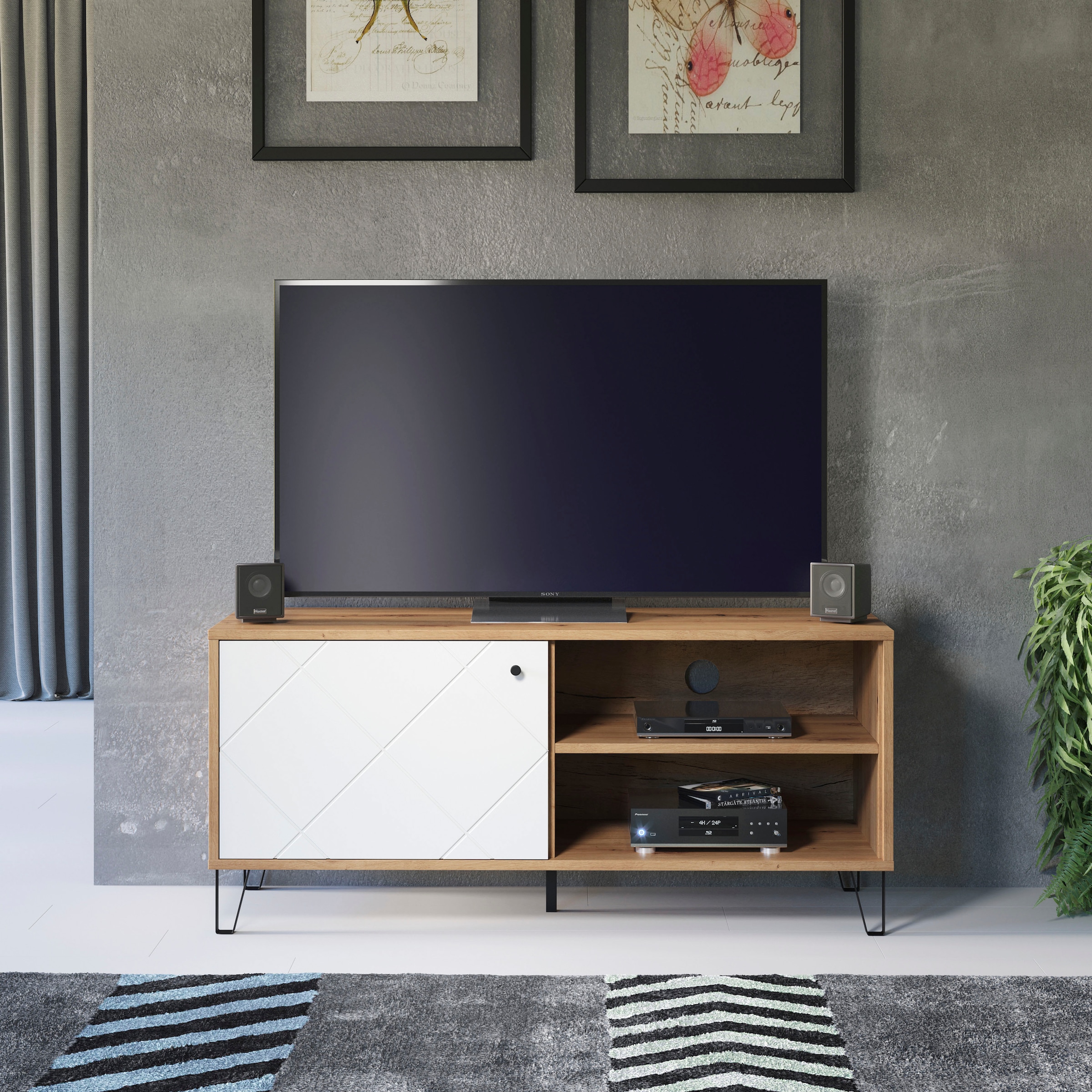 Home affaire Lowboard »Tarragona TV-Kommode« TV-Unterteil mit 1 Tür & 2 Fächern - (B/T/H) 123/40/56 cm