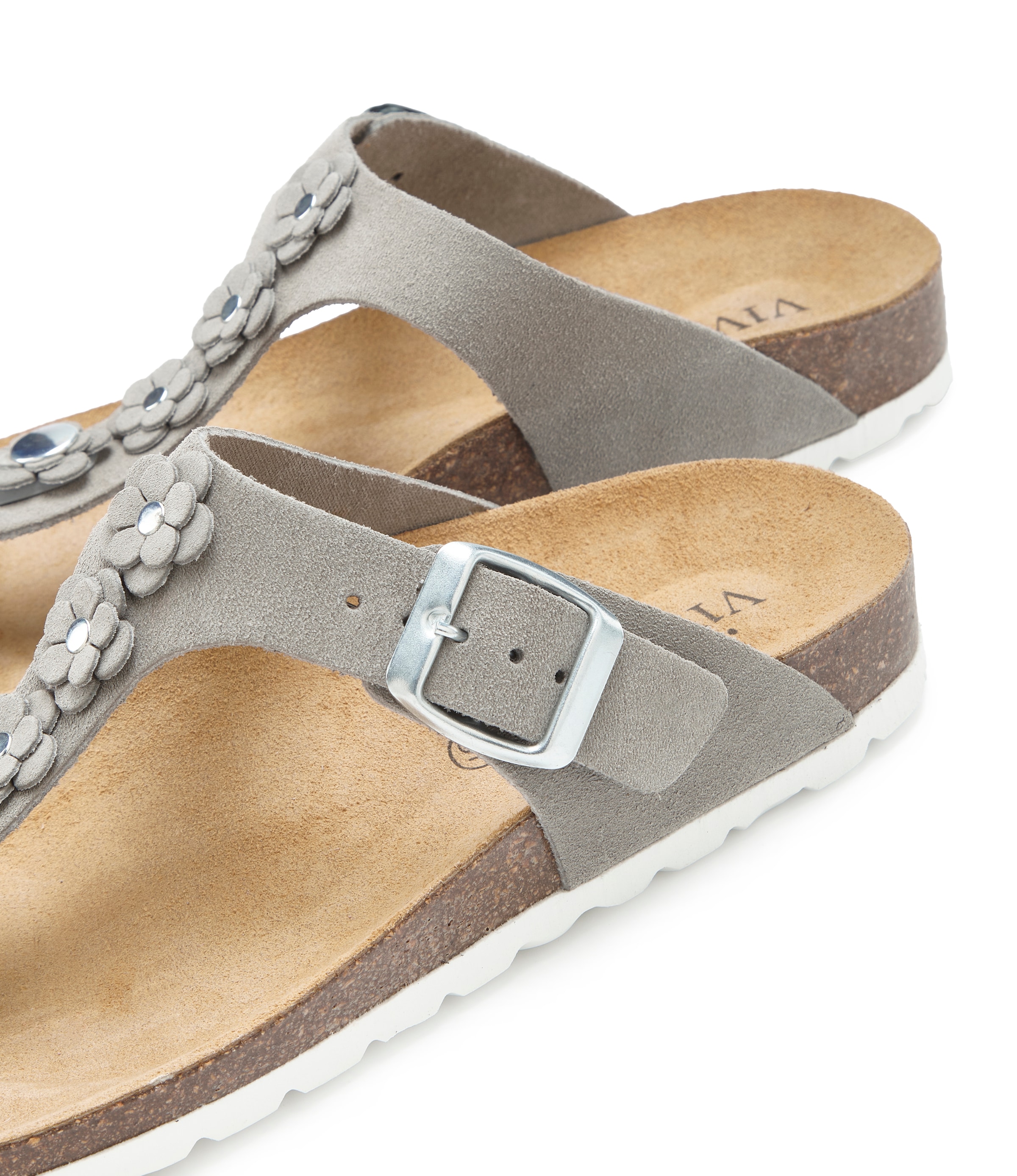 Vivance Pantolette »Mule, Sandale, offener Schuh, Sommerschuh,«  aus Leder mit Korkfussbett und Blüten-Applikation