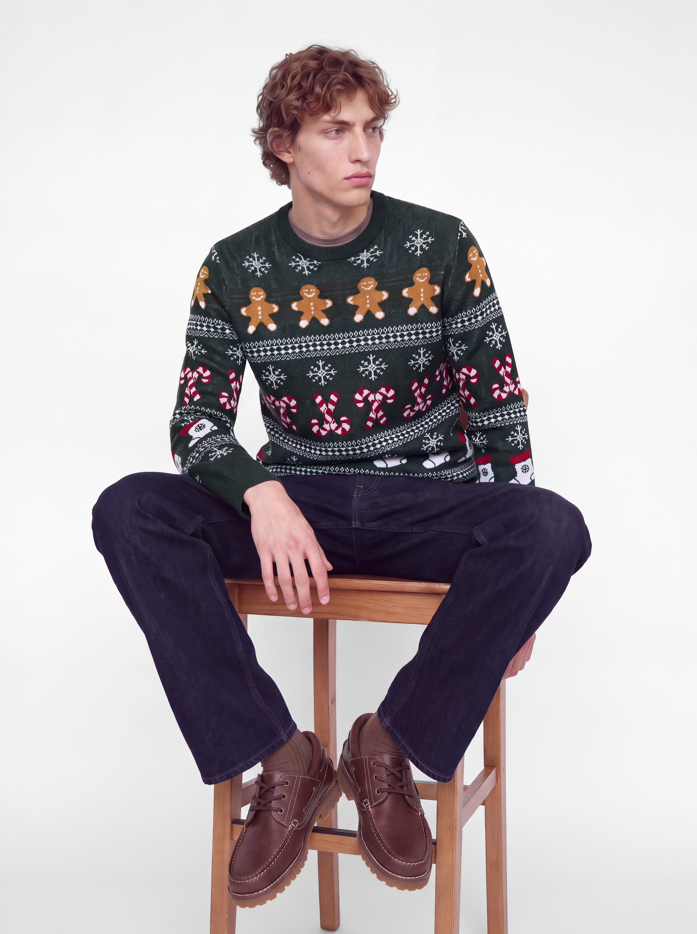 Jack & Jones Pull en tricot »JJXMAS SANTA KNIT CREW NECK« Kunstfaser, regular fit