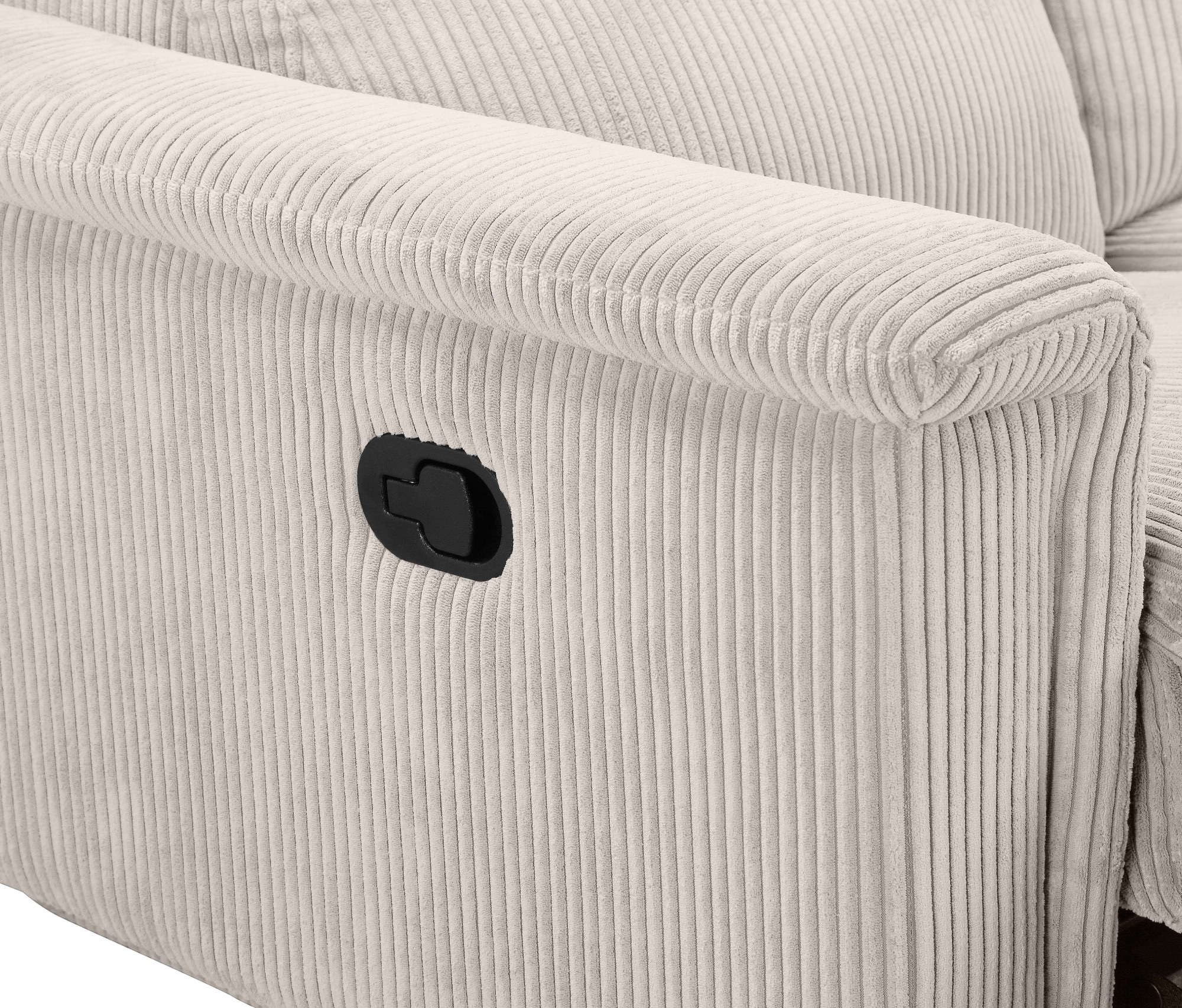 Home affaire 3-places »LUND Cord, B. 222cm, manuelle/elektrische Relaxfunktion in 2 Sitzen,« USB-C, Kopfteilverstellung, Breite 222 cm