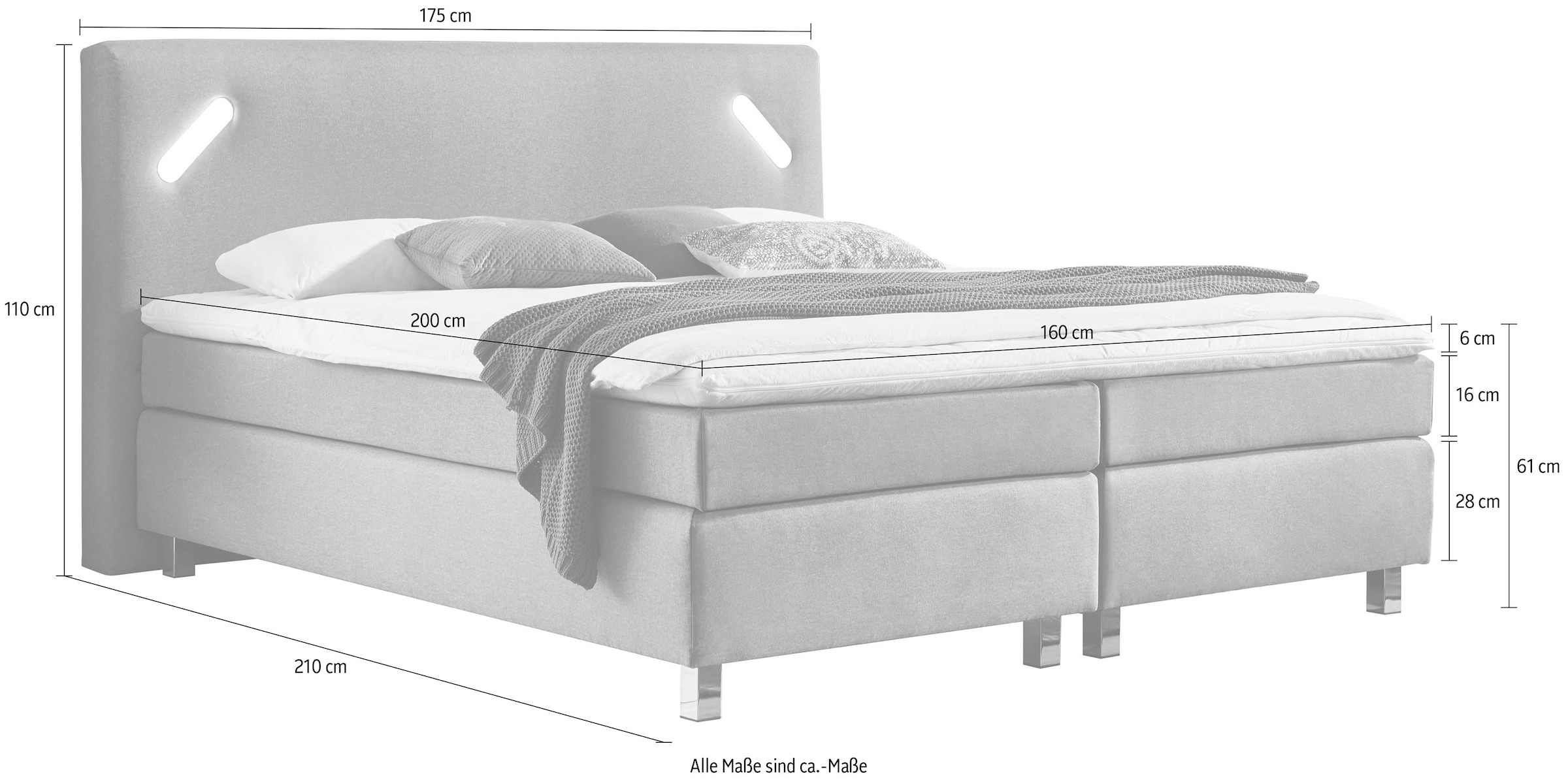 Westfalia Schlafkomfort Lit boxspring mit LED-Beleuchtung und Topper