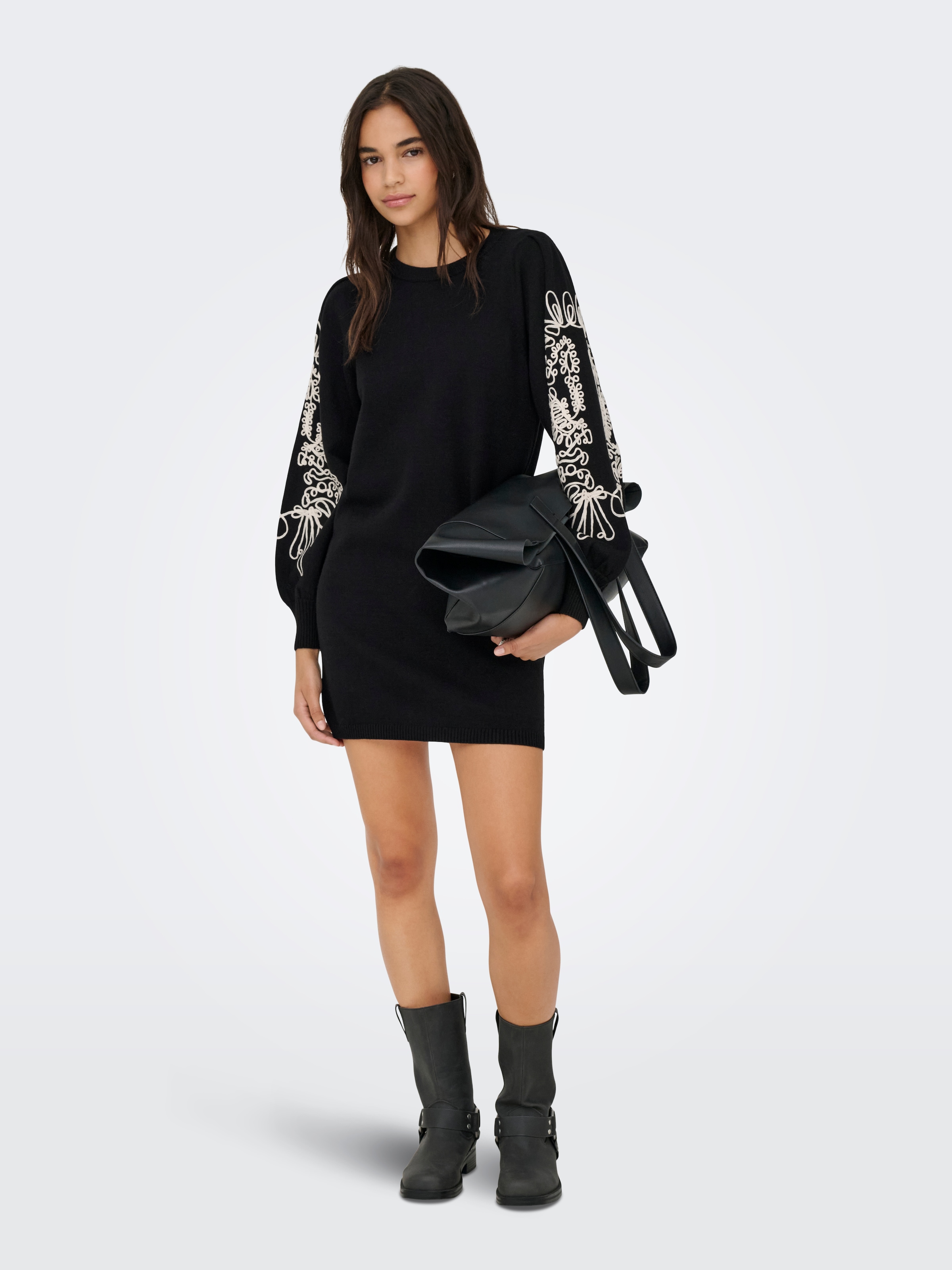 ONLY Robe en tricot »ONLMAGNOLIA LS DETAIL DRESS KNT« mélange de matériaux, coupe régulière