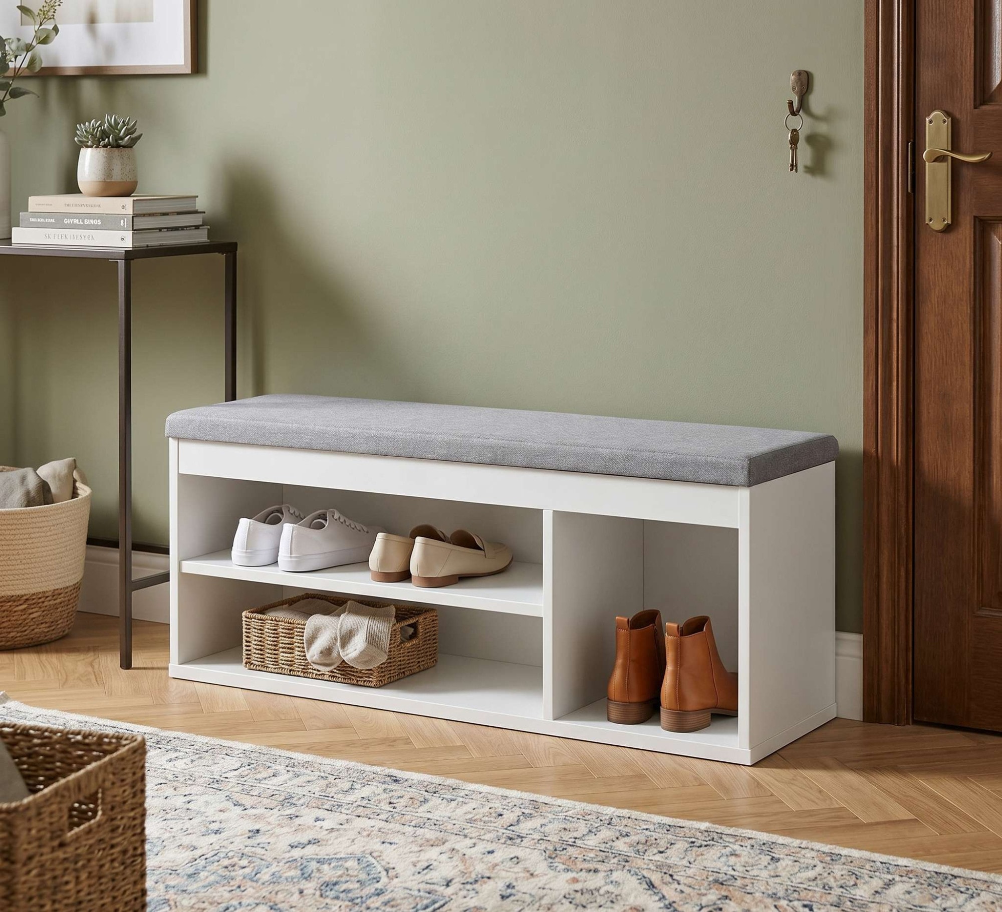 GOODproduct Schuhbank »Schuchschrank 100,  Schuhregal, Schuhtruhe, Schuhkommode, Sitzbank« Inkl. bequemem Sitzkissen mit Stauraum darunter