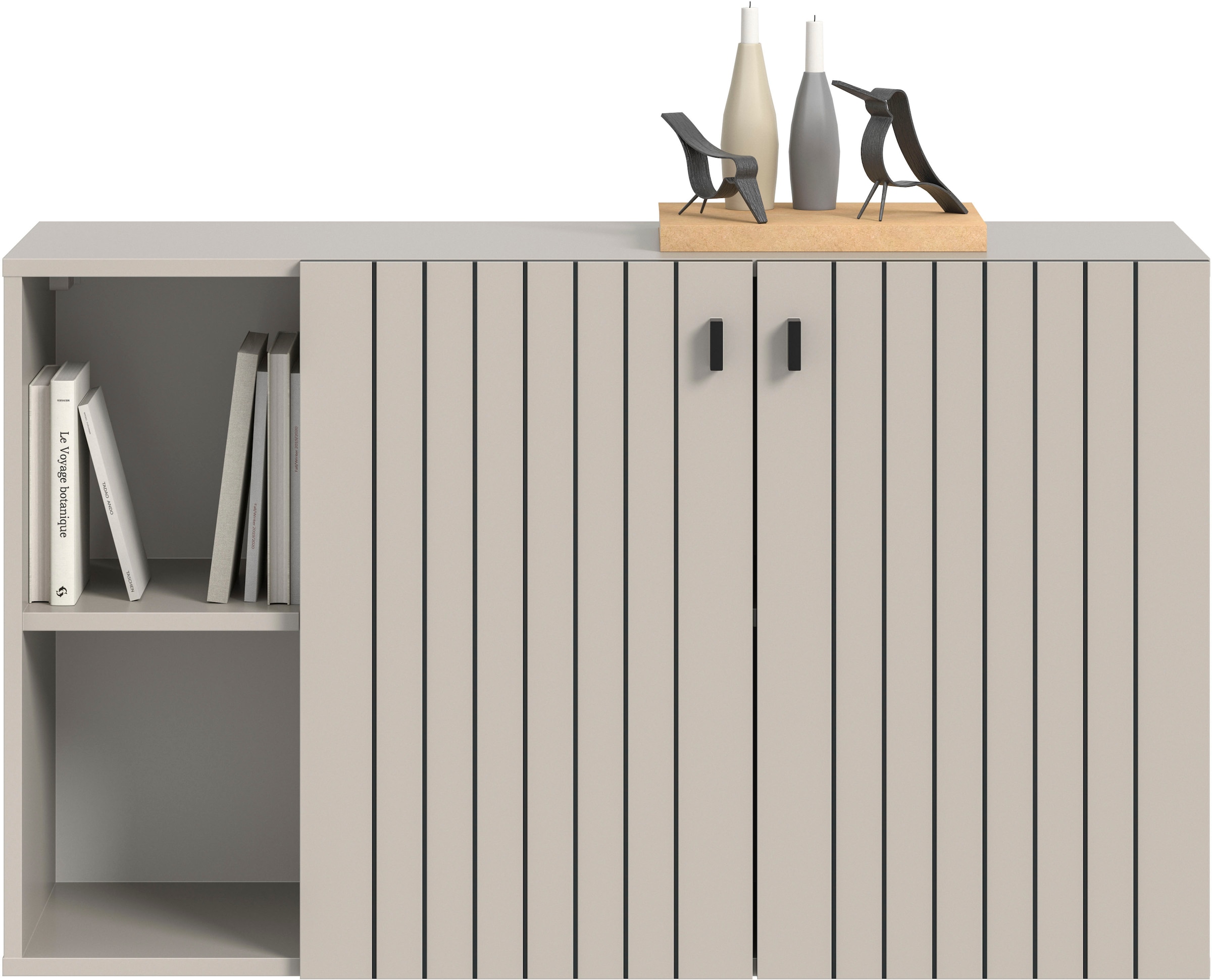 Home affaire Schuhschrank »TATIO, Breite 106 cm, hängend, Rillenopik, offene Fächer« 1 Stk. tlg. Schuhschrank, Schuhkommode, Flurkommode, Kommode, Hängeschrank