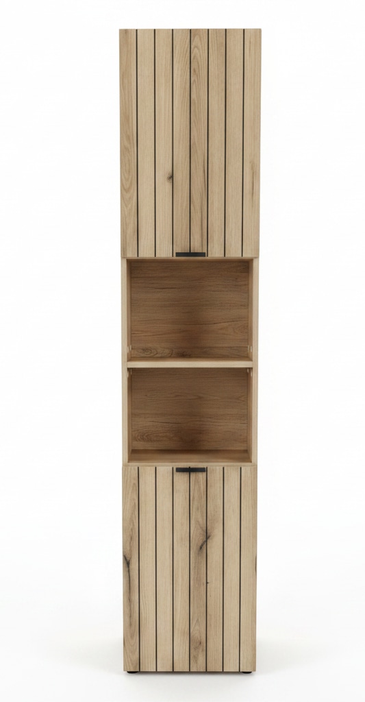 GOODproduct Hochschrank »Baltrum« 4 Stk. tlg. Breite 40 cm dekorative Lamellenoptik