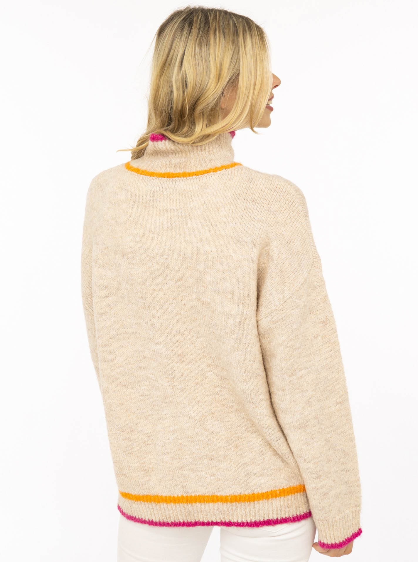 Zwillingsherz Pull à col montant »"Heart"« mit Herz und farbigen Streifen, hoher Kragen, oversize