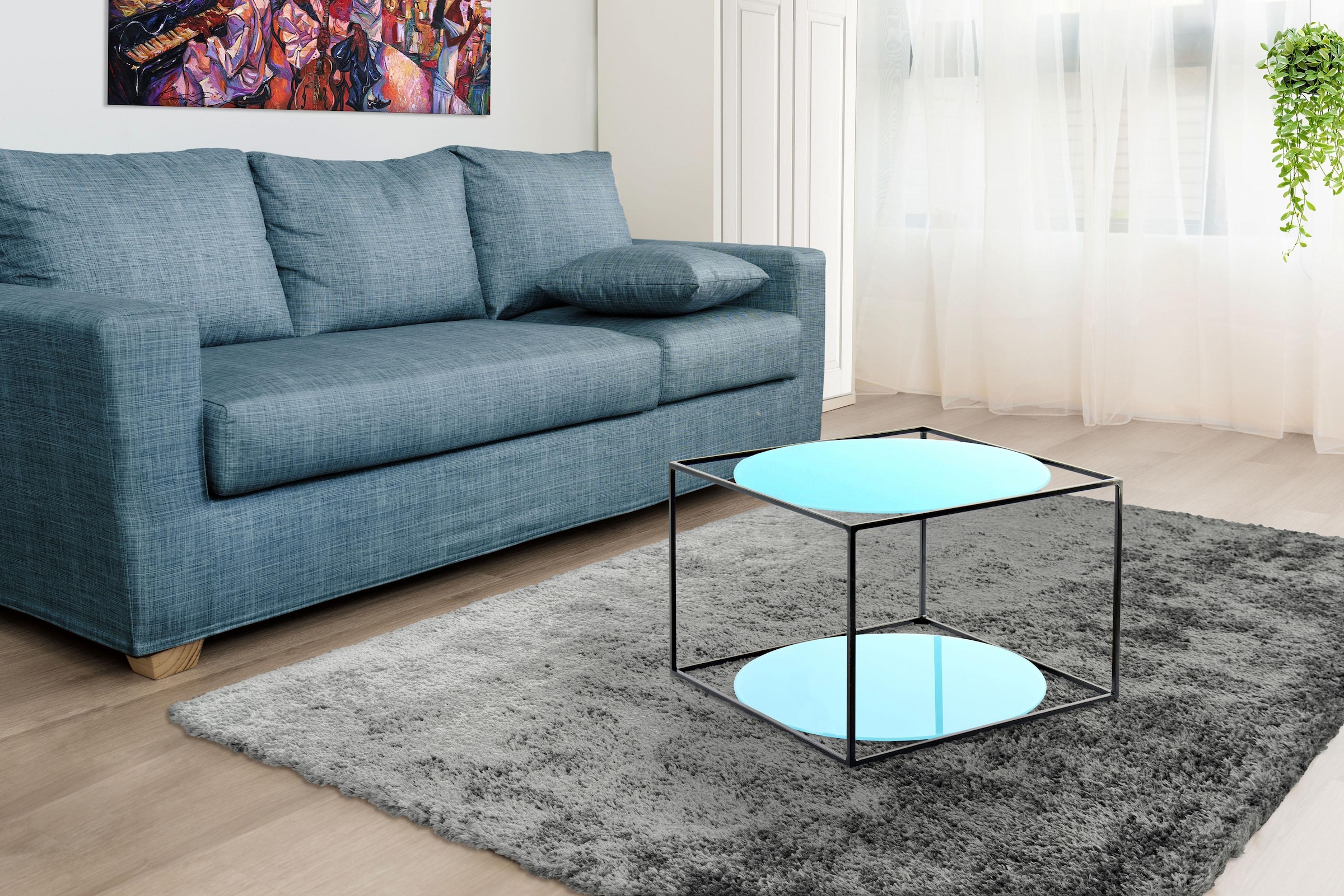 Kayoom Table d'appoint »Cody, Beistelltisch in Würfelform, offenes, modernes Design« 1 cuis tlg. moderne Kubusform mit runden Ablageflächen aus Glas
