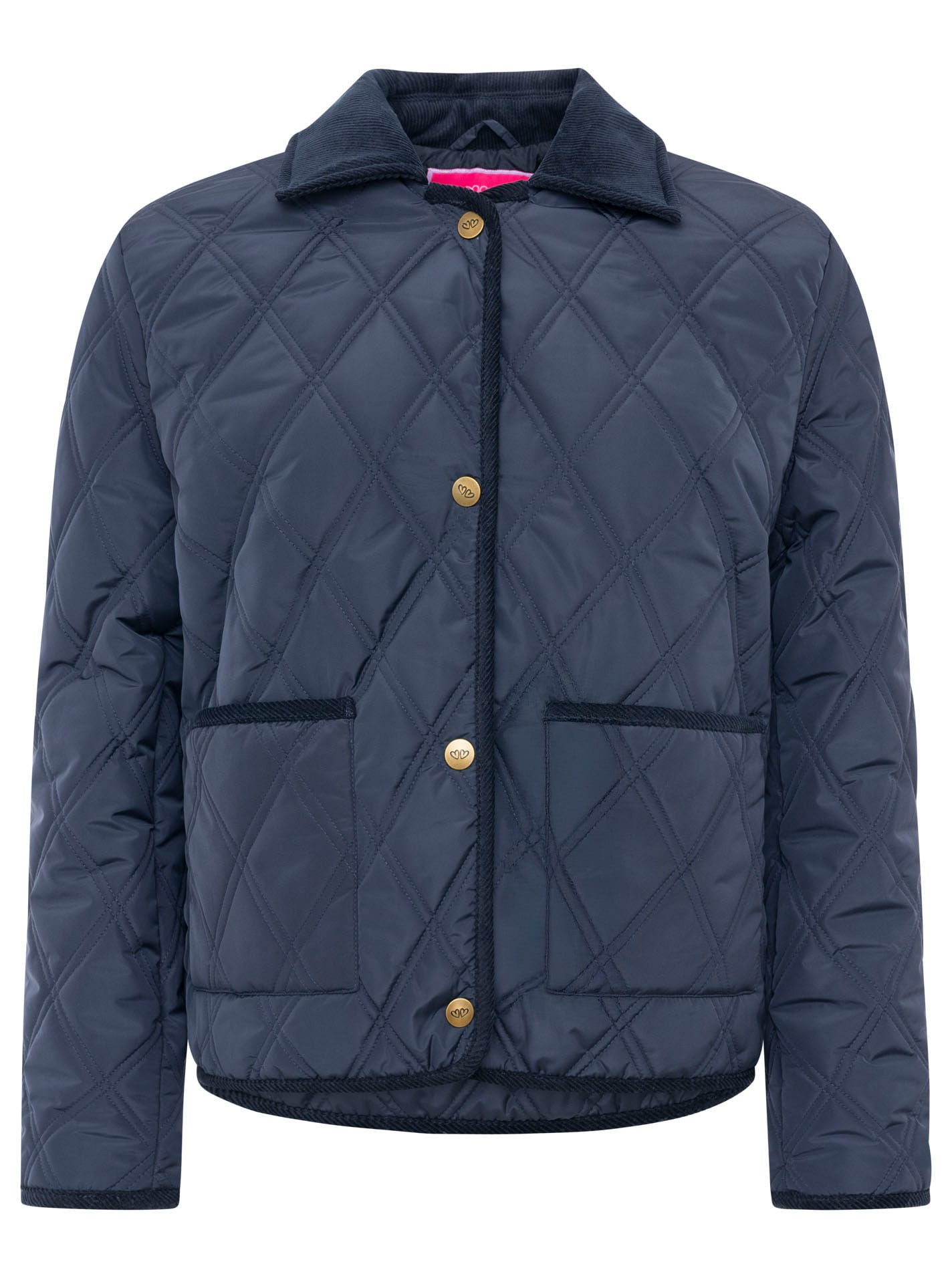 Zwillingsherz Veste matelassée »"Classic"« sans capuche col en velours côtelé, patte de boutonnage et poches