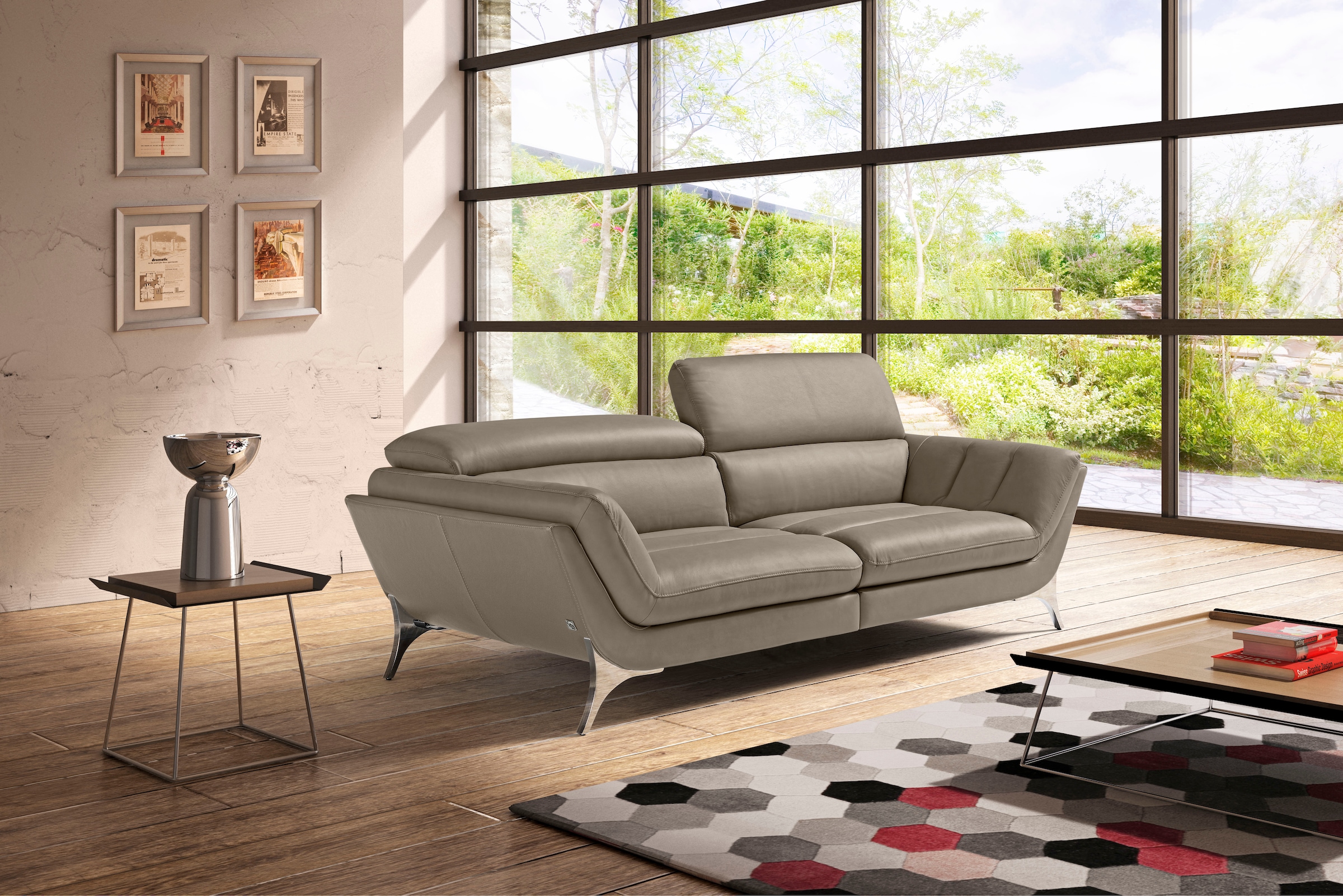 Egoitaliano 2,5-places »Sueli, extravagantes Design und erstklassiger Sitzkomfort,« Bezug Leder, inklusive Kopfteilverstellung