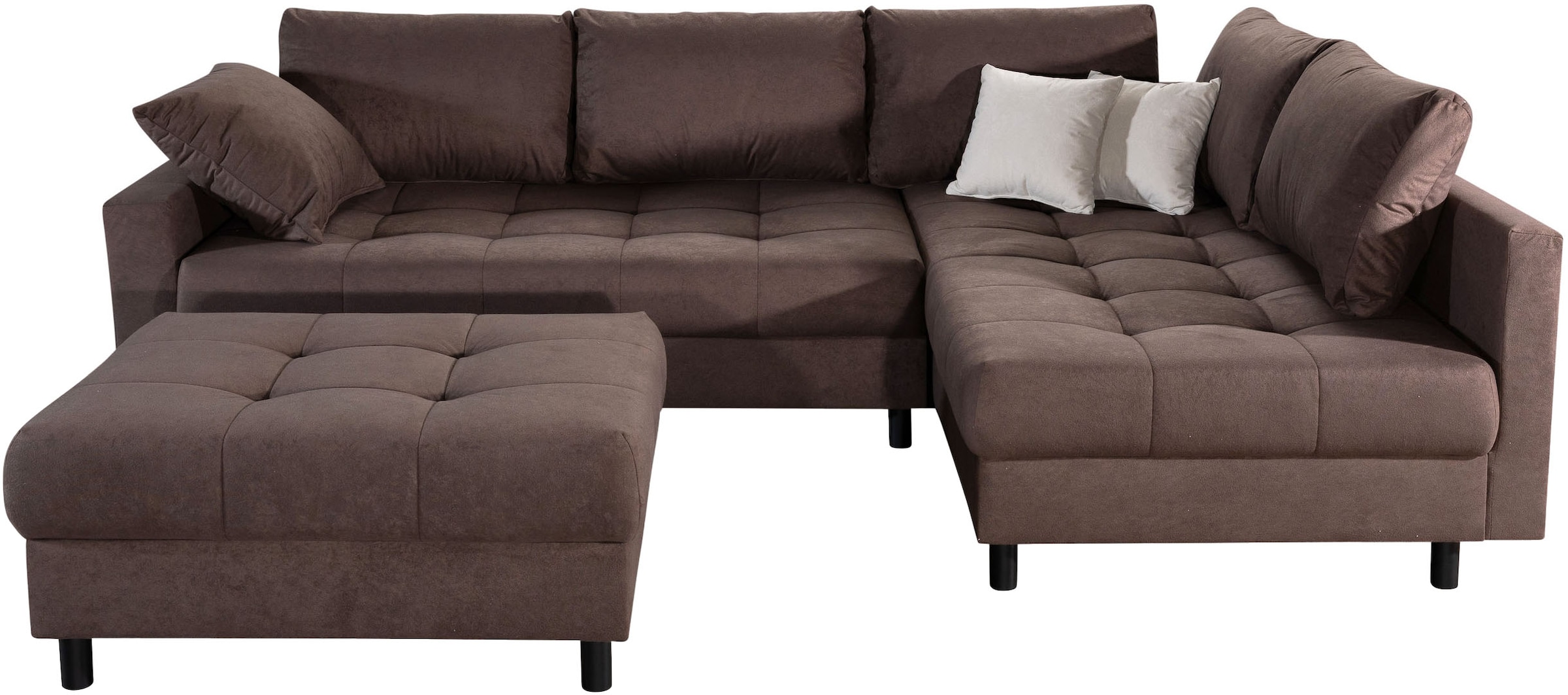 COLLECTION AB Ecksofa »Toni XL L-Form 274 cm Set inkl. Hocker« Set: Sofa & Hocker, 2 Zierkissen, Bonell-Federkern