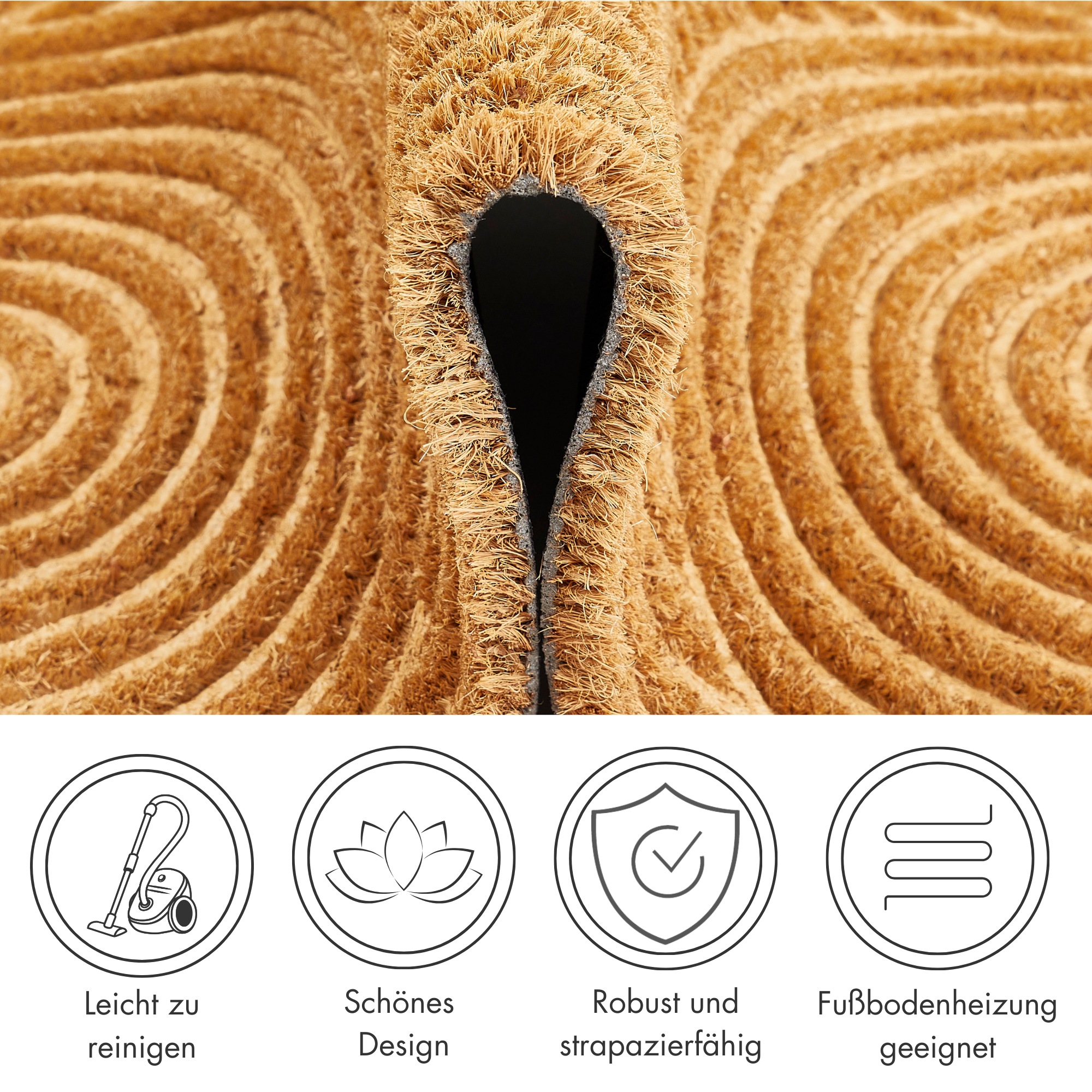 Andiamo Tapis de sol »Kokos« Rectangulaire 17 mm Höhe Schmutzfangmatte, verschiedene Designs, In- und Outdoor geeignet