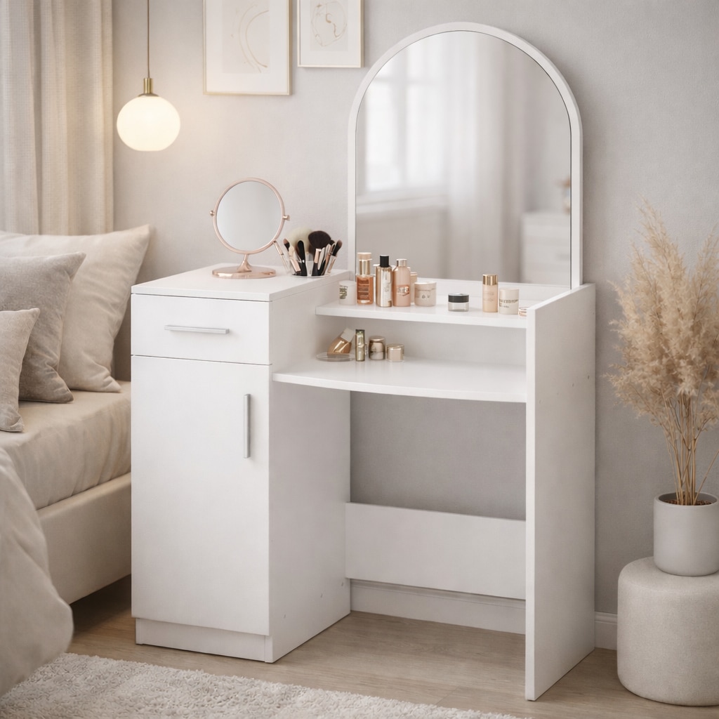 GOODproduct Schminktisch »Trympo 1, Kosmetiktisch, Frisiertisch, Schminkkommode, Toilettentisch« Schminktisch mit Spiegel und Stauraum (1 Schublade, 1 Tür)