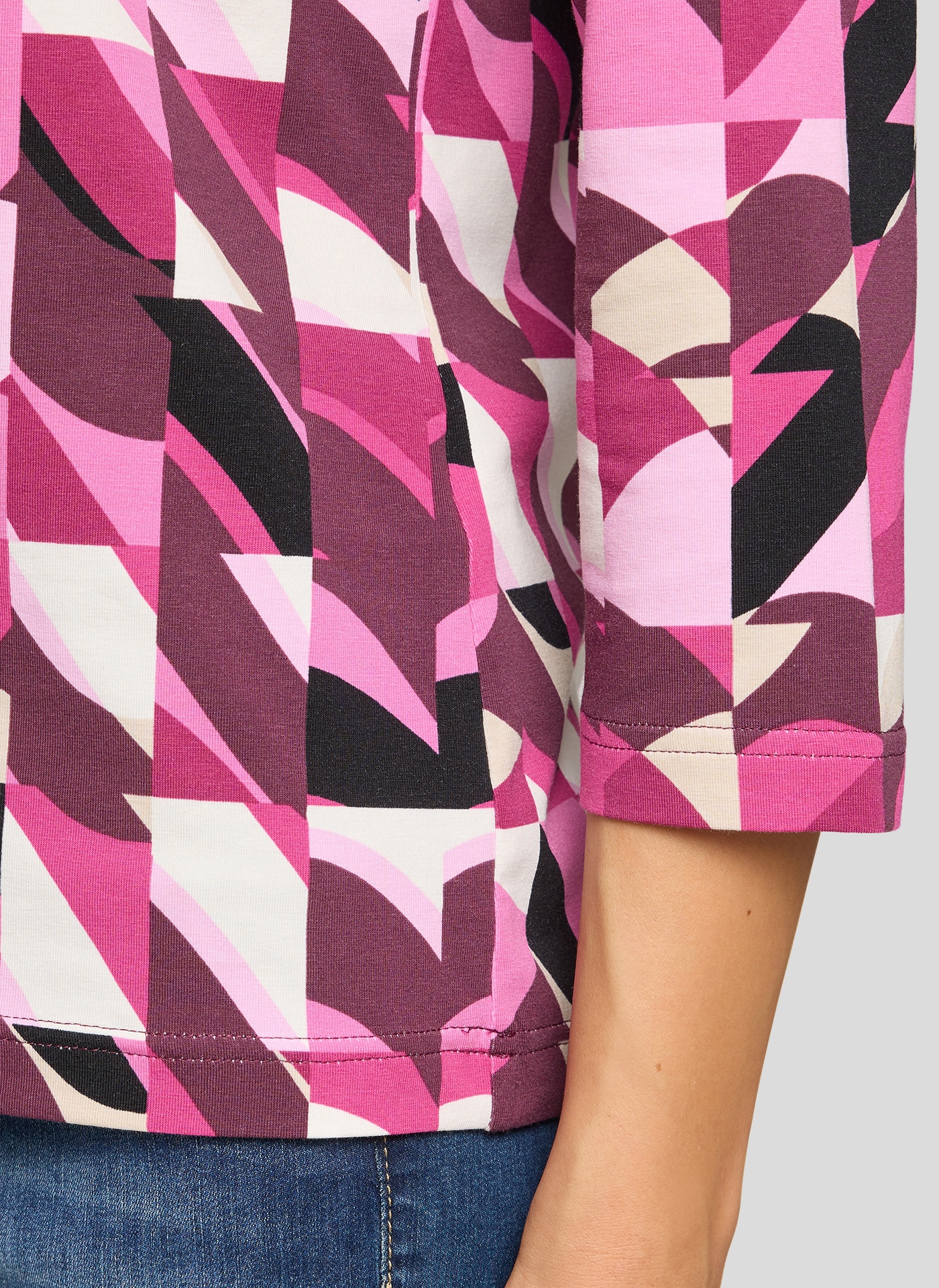 Rabe T-shirt à manches 3/4 Sommershirt mit grafischem Muster