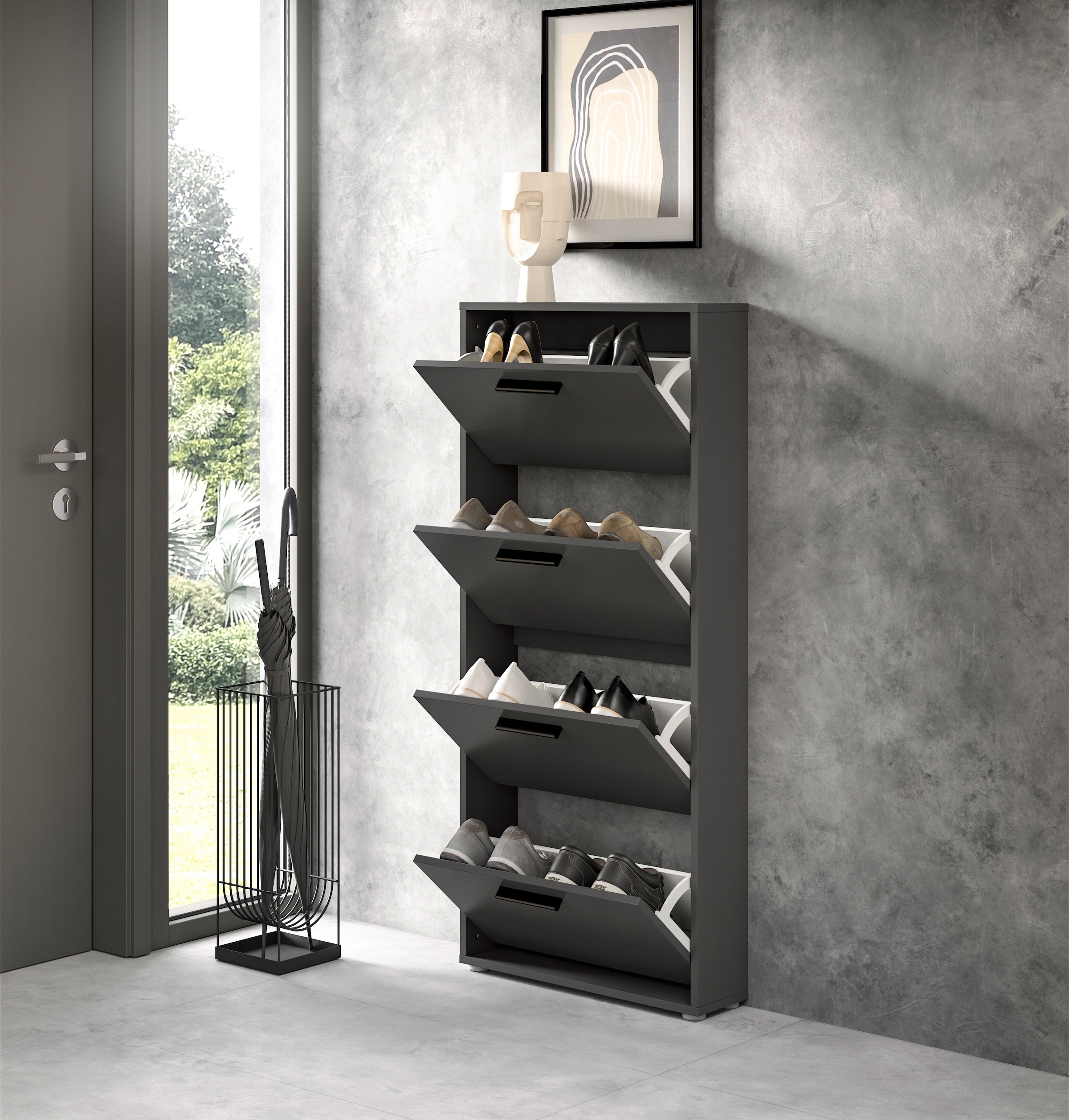 HBZ Schuhkipper »Sam Schuhkipper, Schuhschrank BxHxT 59x136x17 cm« 1 Stk. tlg. mit 4 Klappen