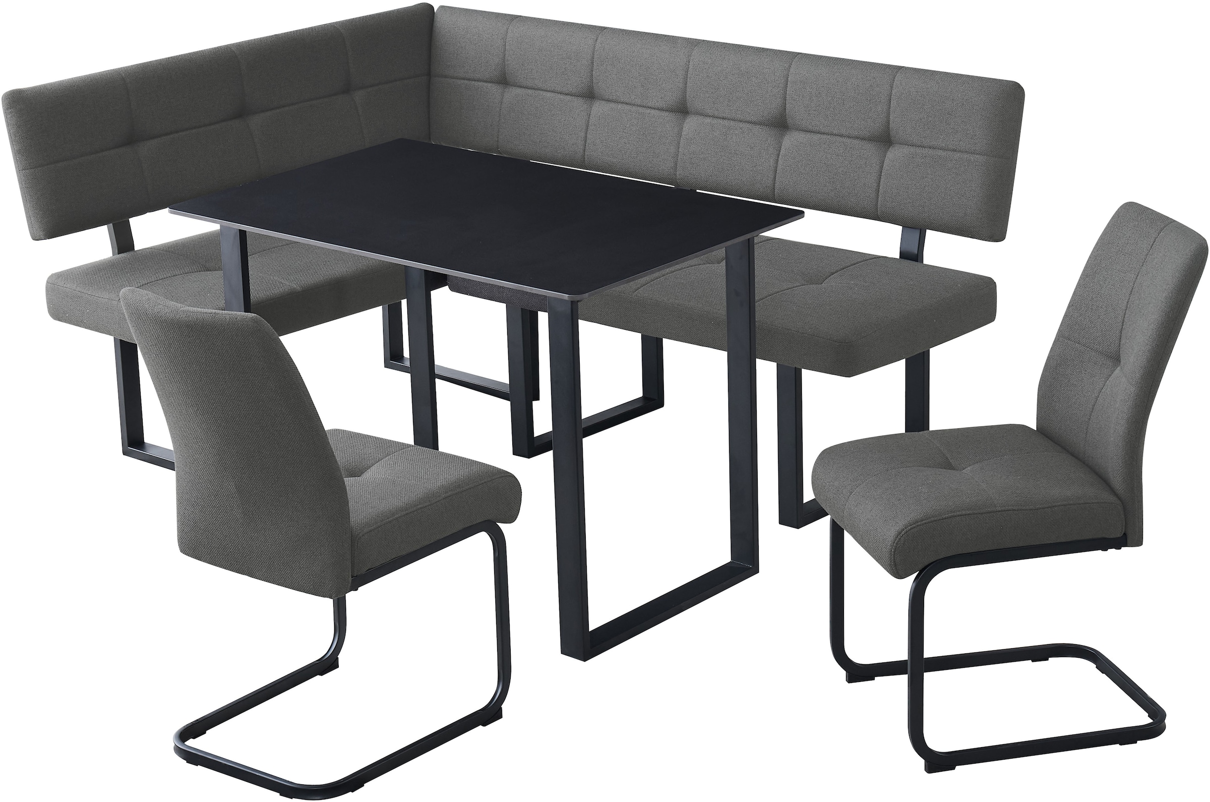 GOODproduct Eckbankgruppe »Alabama« Spar-Set, 4 tlg. Sitzgruppe mit Federkern, 2 Freischwingern und Sinterstein-Tisch