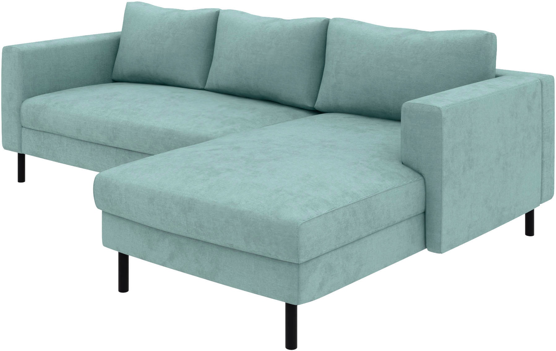 TRENDMANUFAKTUR Ecksofa »Amazing II, wahlw. mit Schlaffunktion & Bettkasten, Fuss schwarz« Recamiere beidseitig montierbar, L-Form,in Cord o. Struktur, B: 232 cm