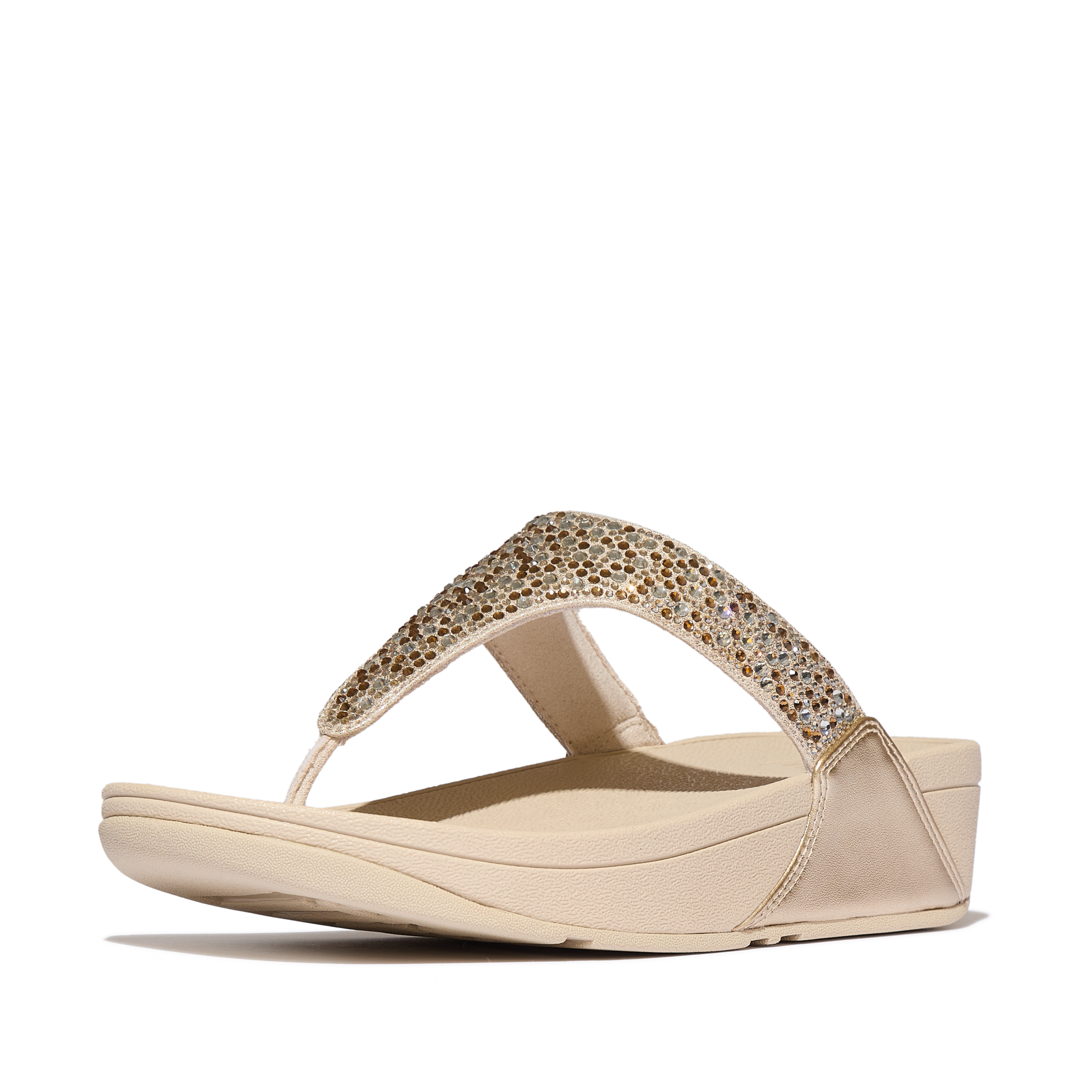 Fitflop Séparateur d'orteils »LULU CRYSTAL-MIX METALLIC TOE-POST SANDALS«  Compensé, chaussure plateforme, Dianette avec strass multicolores