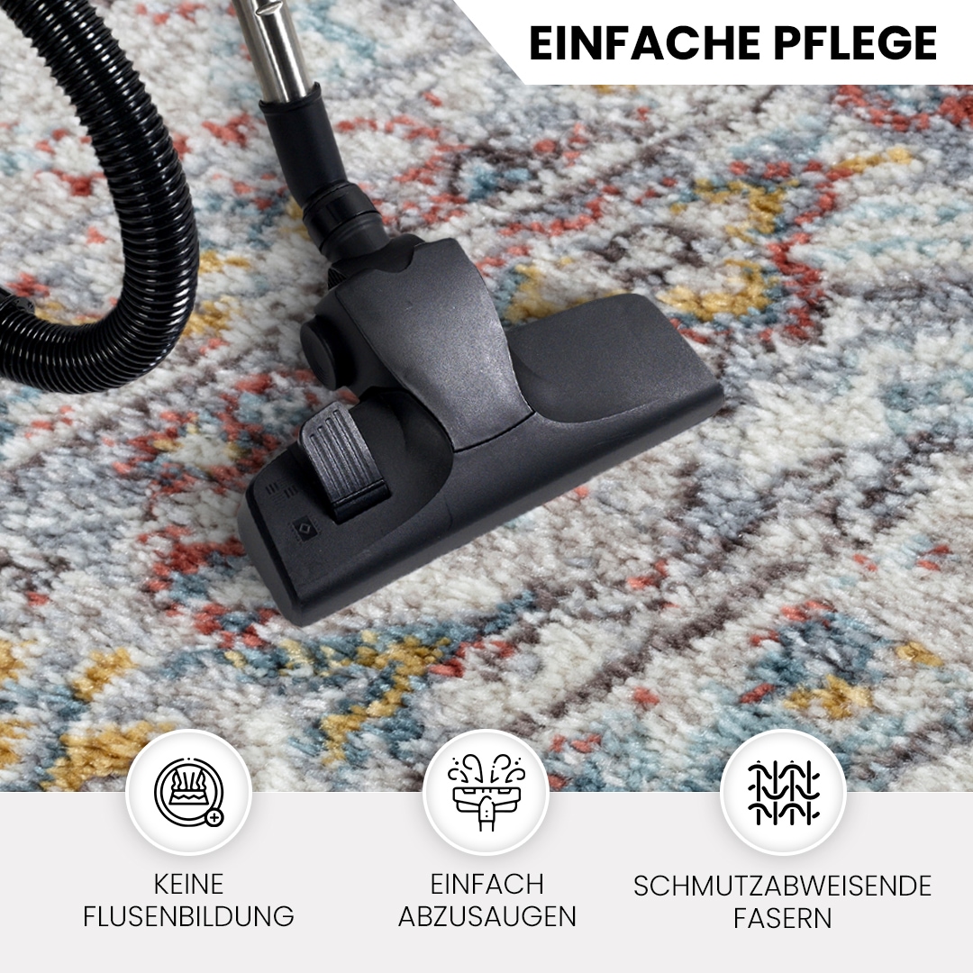 Livabliss Teppich »CASABLANCA« rund 13 mm Höhe Vintage Orientteppich, Kurzflor Boho Wohnzimmerteppich, Läufer