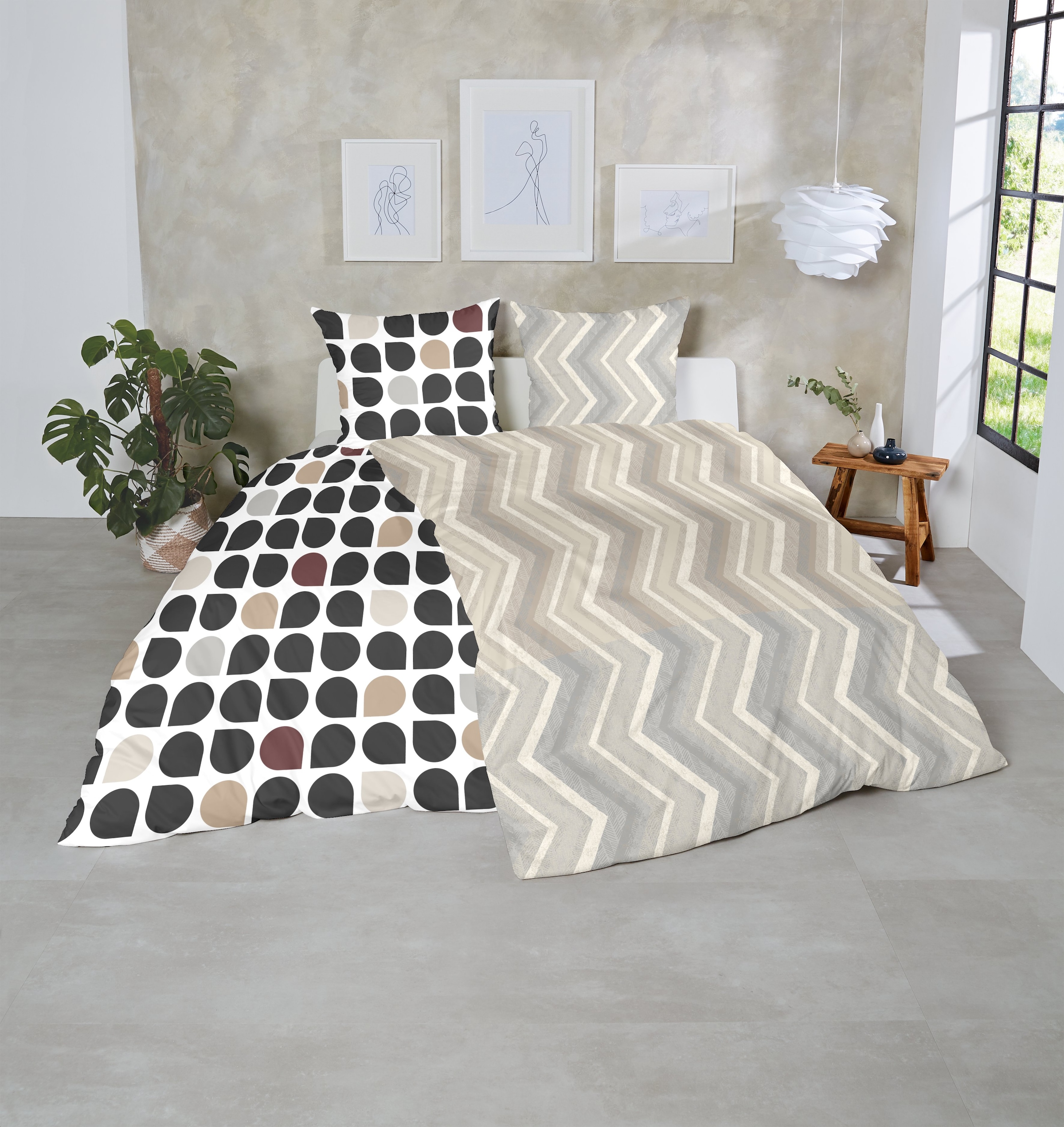 Primera Bettwäsche »Mako-Satin -Bettwäsche Jacquard« 2 Stk. mit klassischem Jacquard-Look
