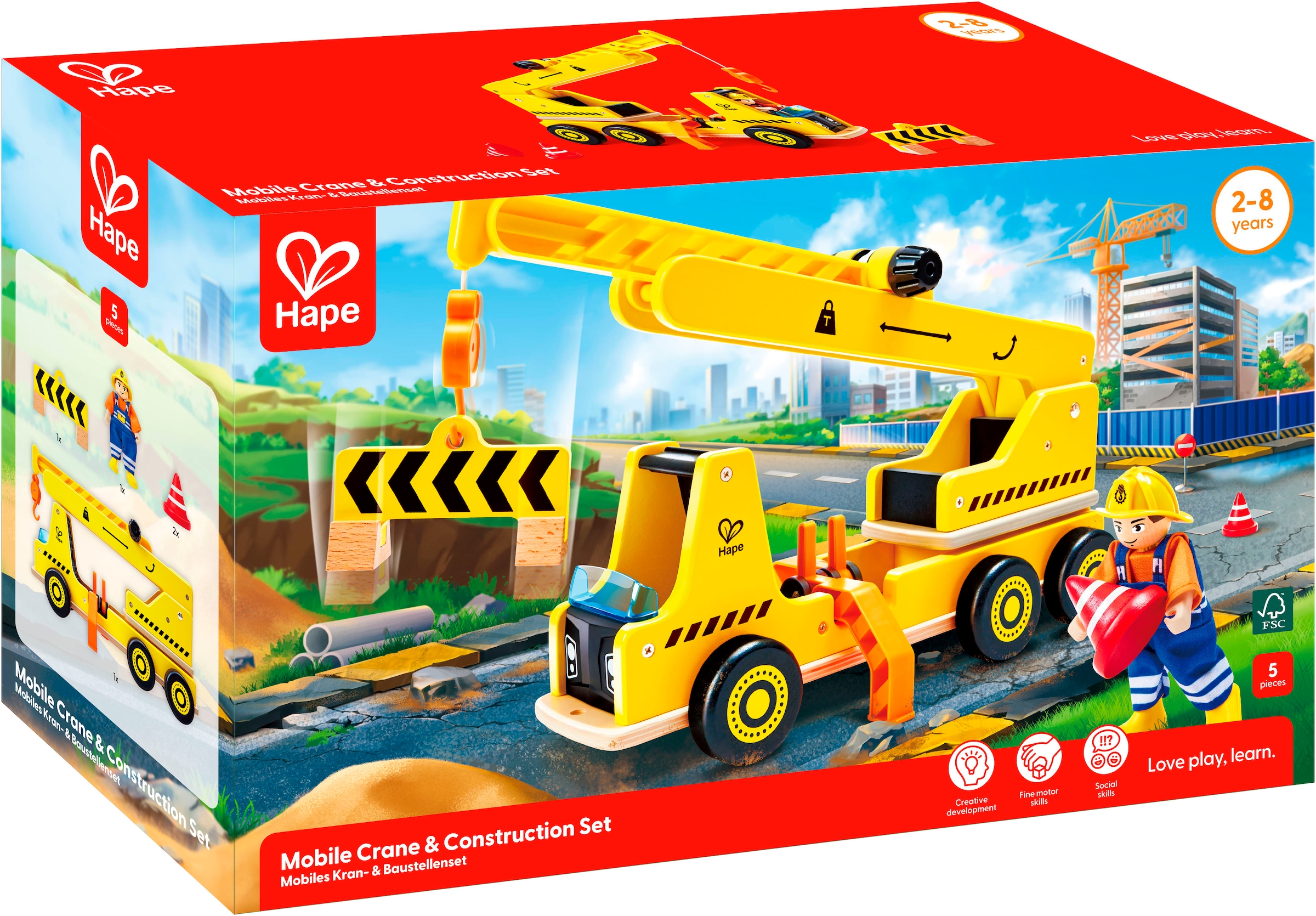 Hape Spielzeug-Kran »Mobiles Kran- & Baustellenset«