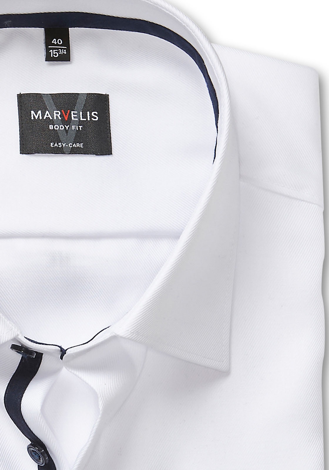 MARVELIS Chemise à manches longues Businesshemd, New-York-Kentkragen, unifarben, schmale Passform