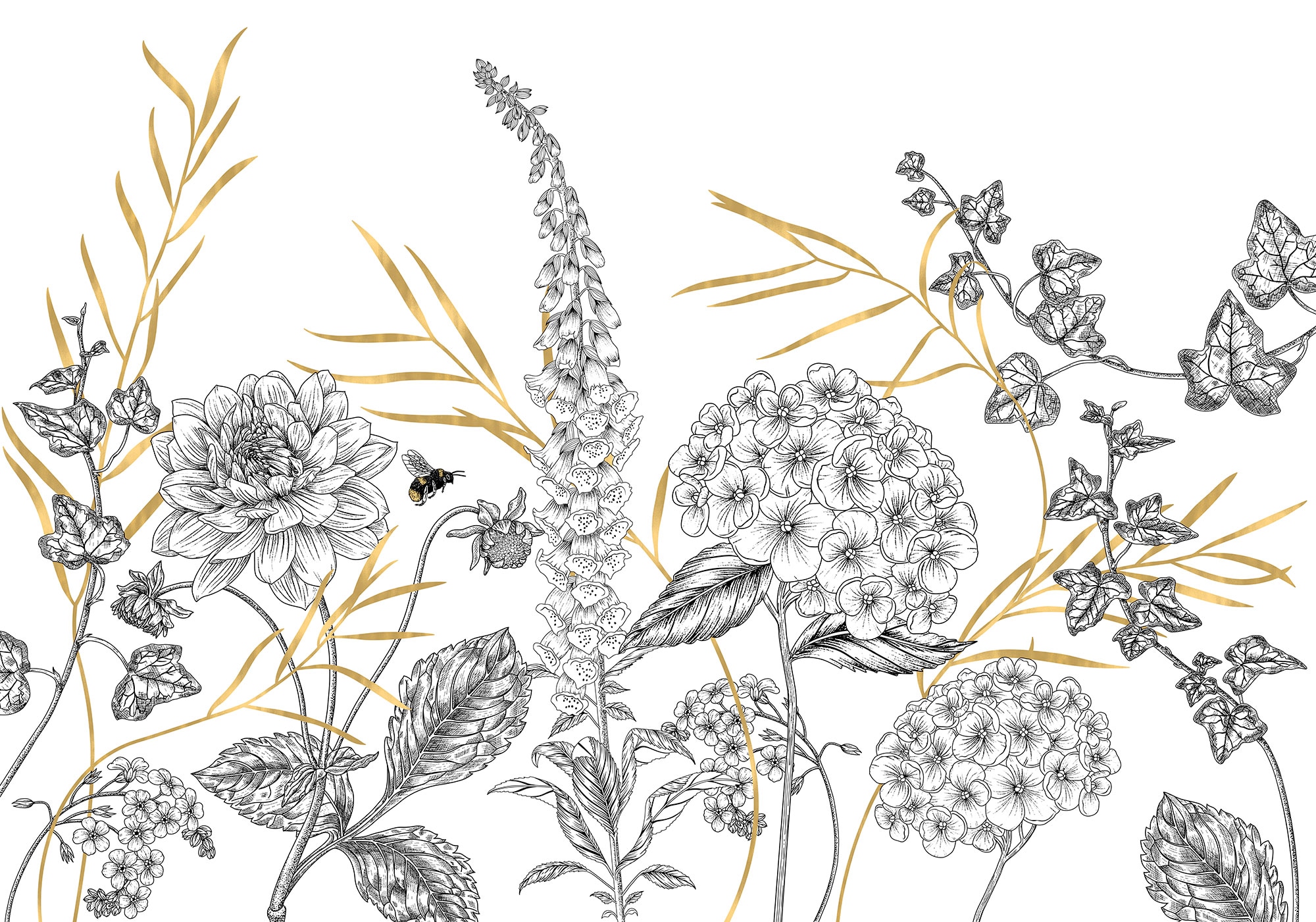 Komar Fototapete »Bumble Bee« bedruckt glatt 400 x 280 cm (Breite x Höhe) - Tapete, Vlies, Wohnzimmer, Schlafzimmer