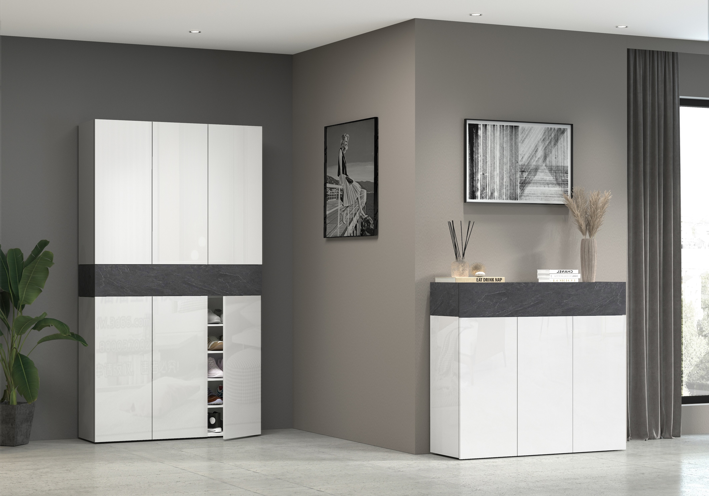 Home affaire Armoire à chaussures »Savona« Höhe 200cm, 12 Einlegeböden, 21 Fächer