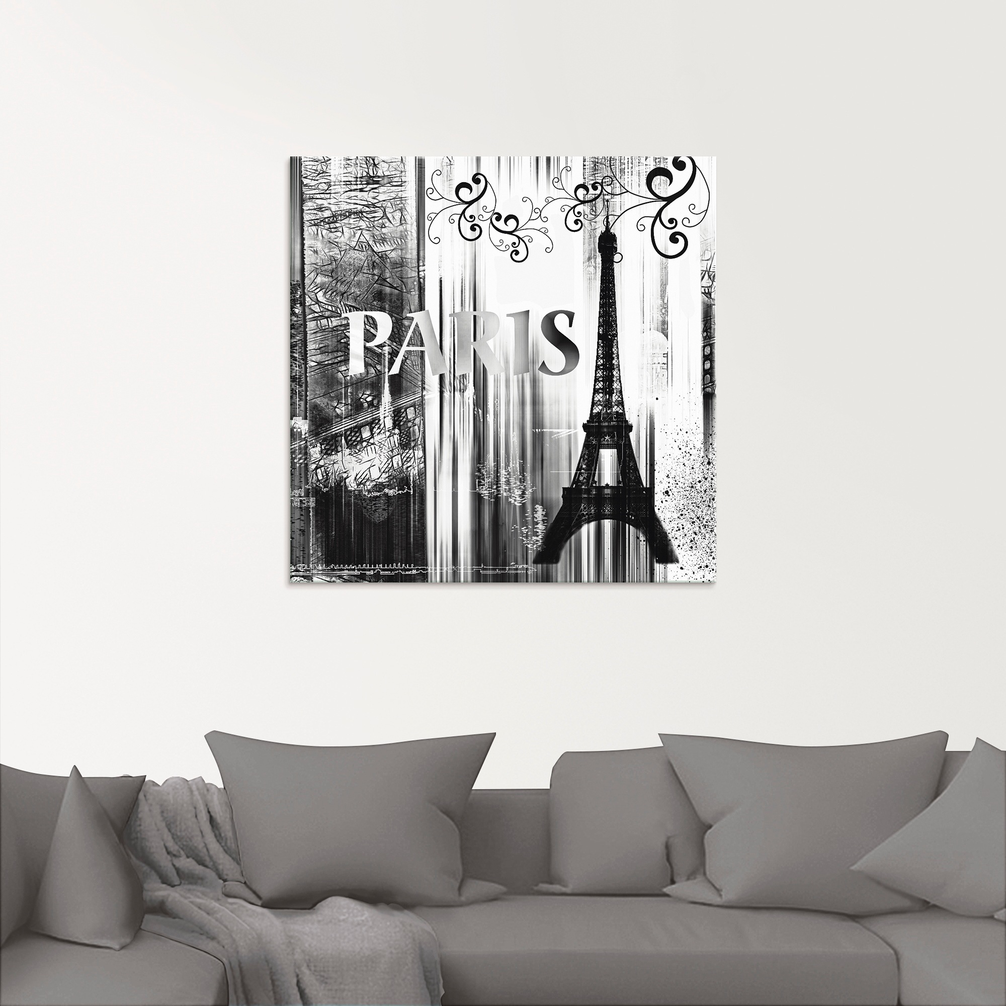 Artland Glasbild »Paris Weltstadt - Abstrakte Collage 04« Gebäude 1 Stk. tlg. in verschiedenen Grössen