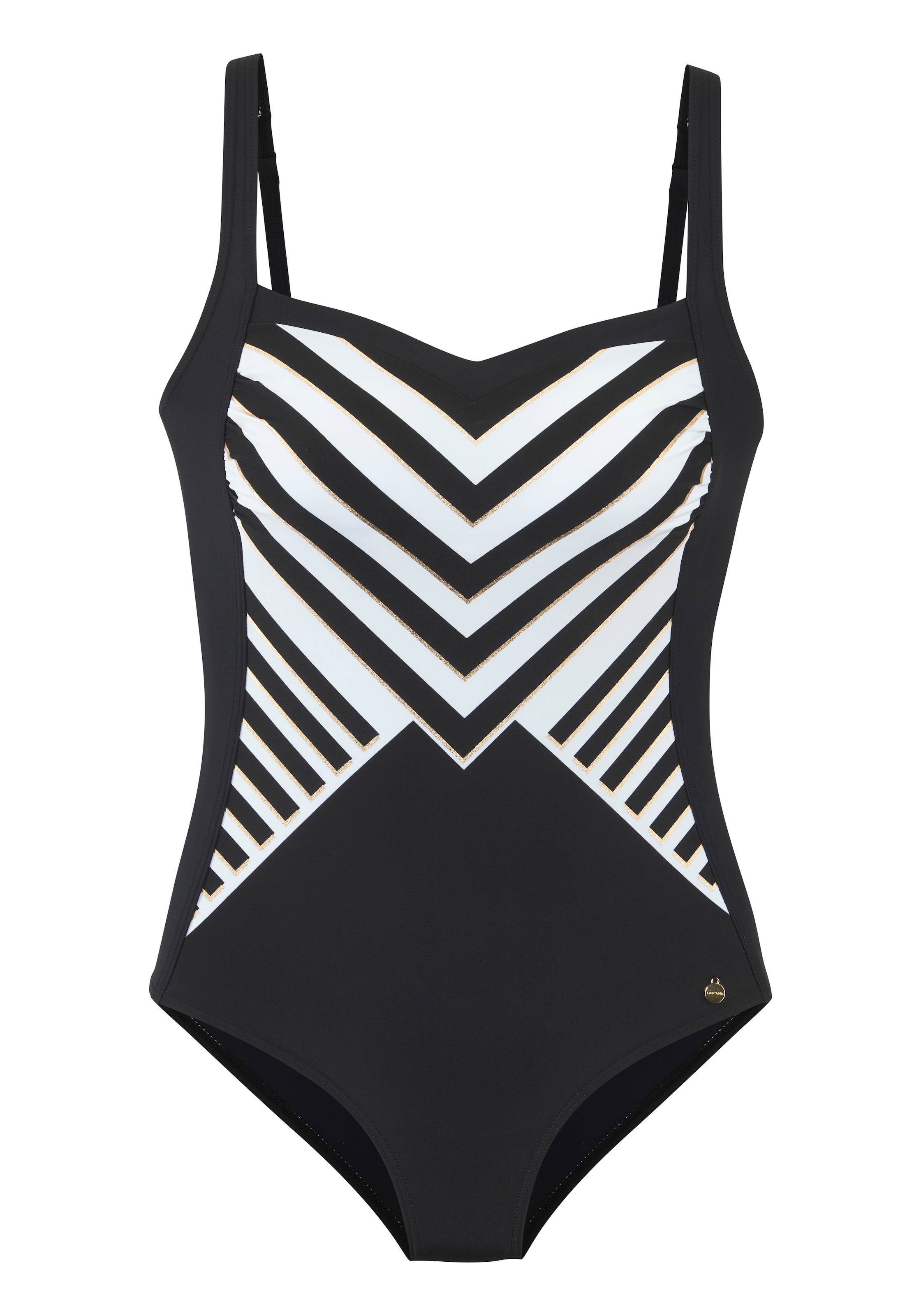 LASCANA Badeanzug mit goldfarbener Beschichtung und Shaping-Eimsatz